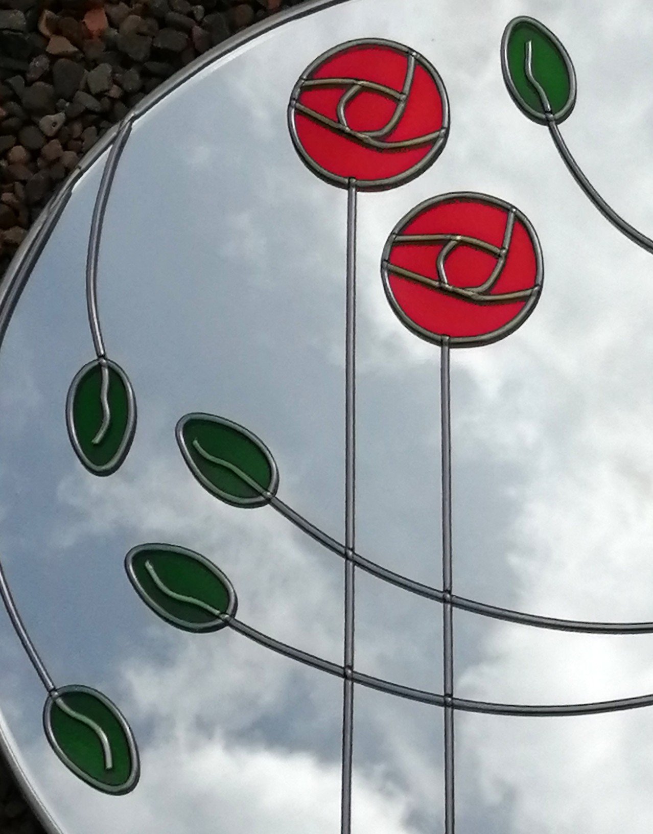 Mackintosh Love Stained Glass Effect Wall Mirror 40cm Round