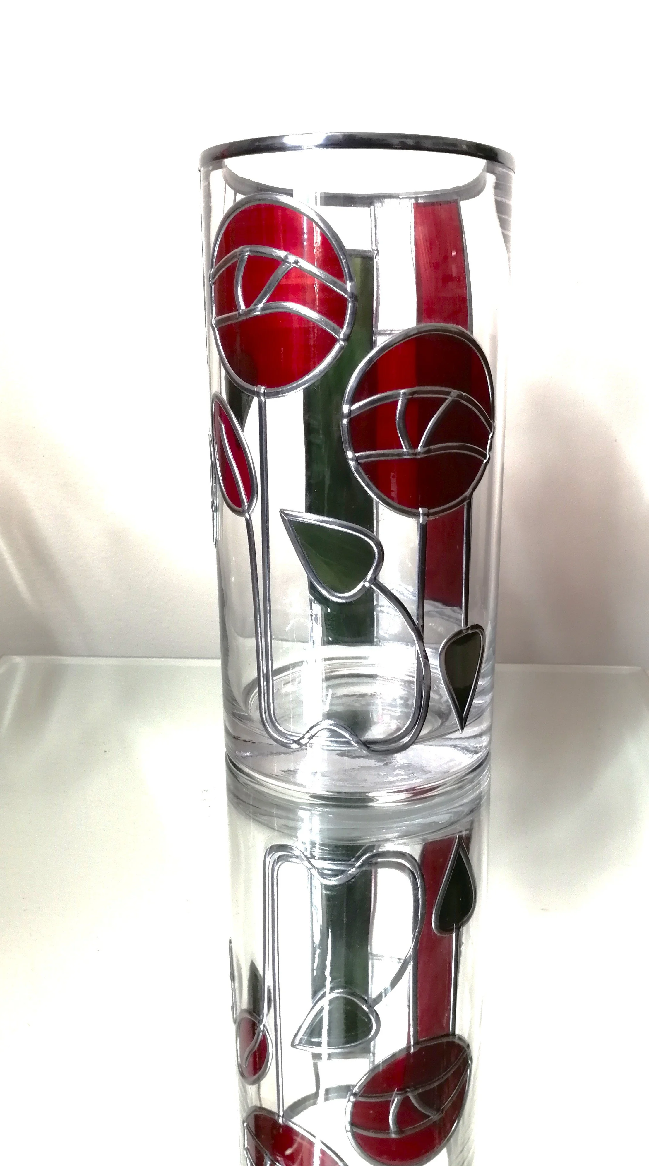 Mackintosh Ruby Reds is a Stained Glass Effect Flower Vase
