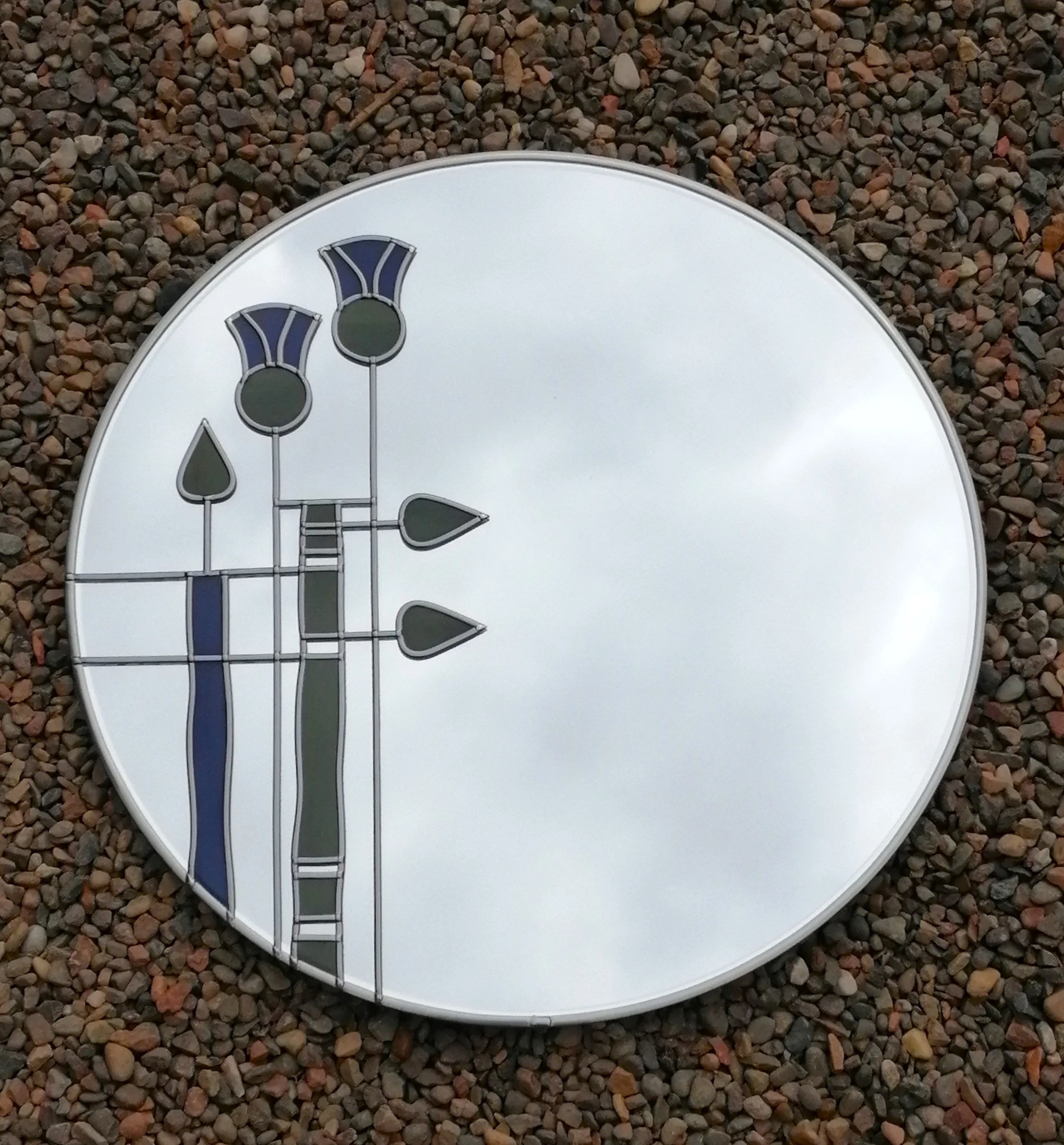 Twin Thistles Stained Glass Effect Wall Mirror