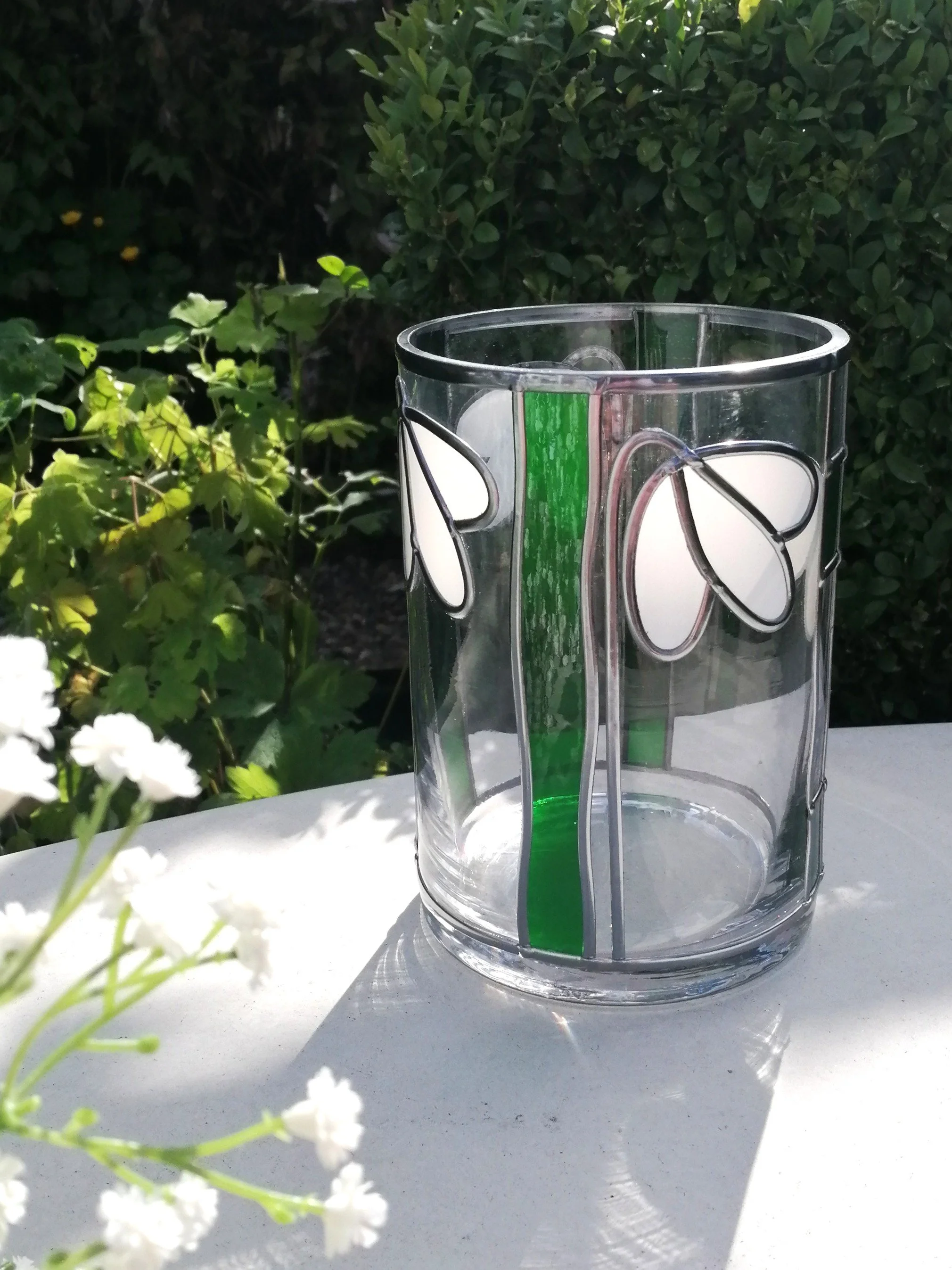 Snowdrop Stained Glass Effect Flower Vase.