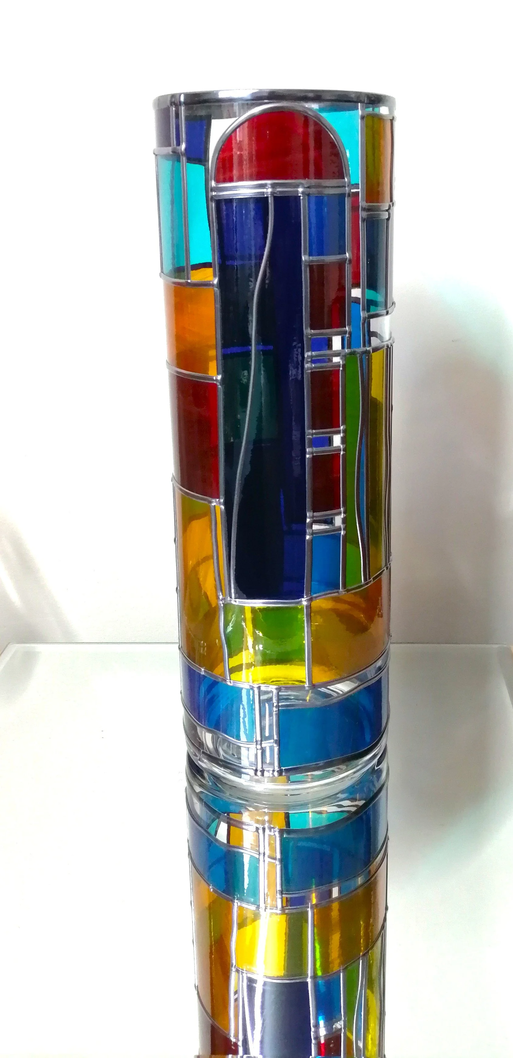 Sri Lanka a Stained Glass Effect Flower Vase Blending Art Deco with Art Nouveau