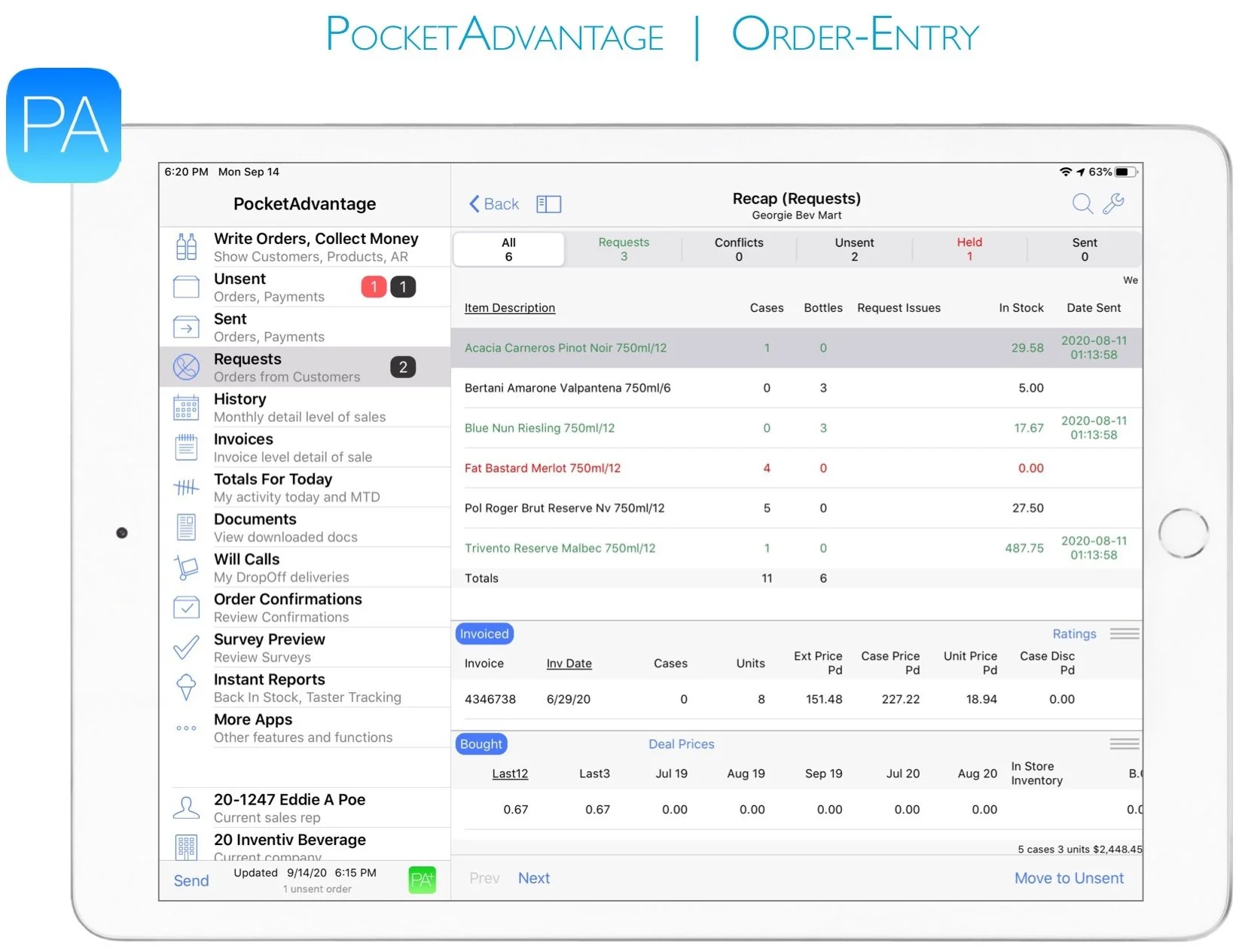 PocketAdvantage™ OrderEntry — Inventiv Apps