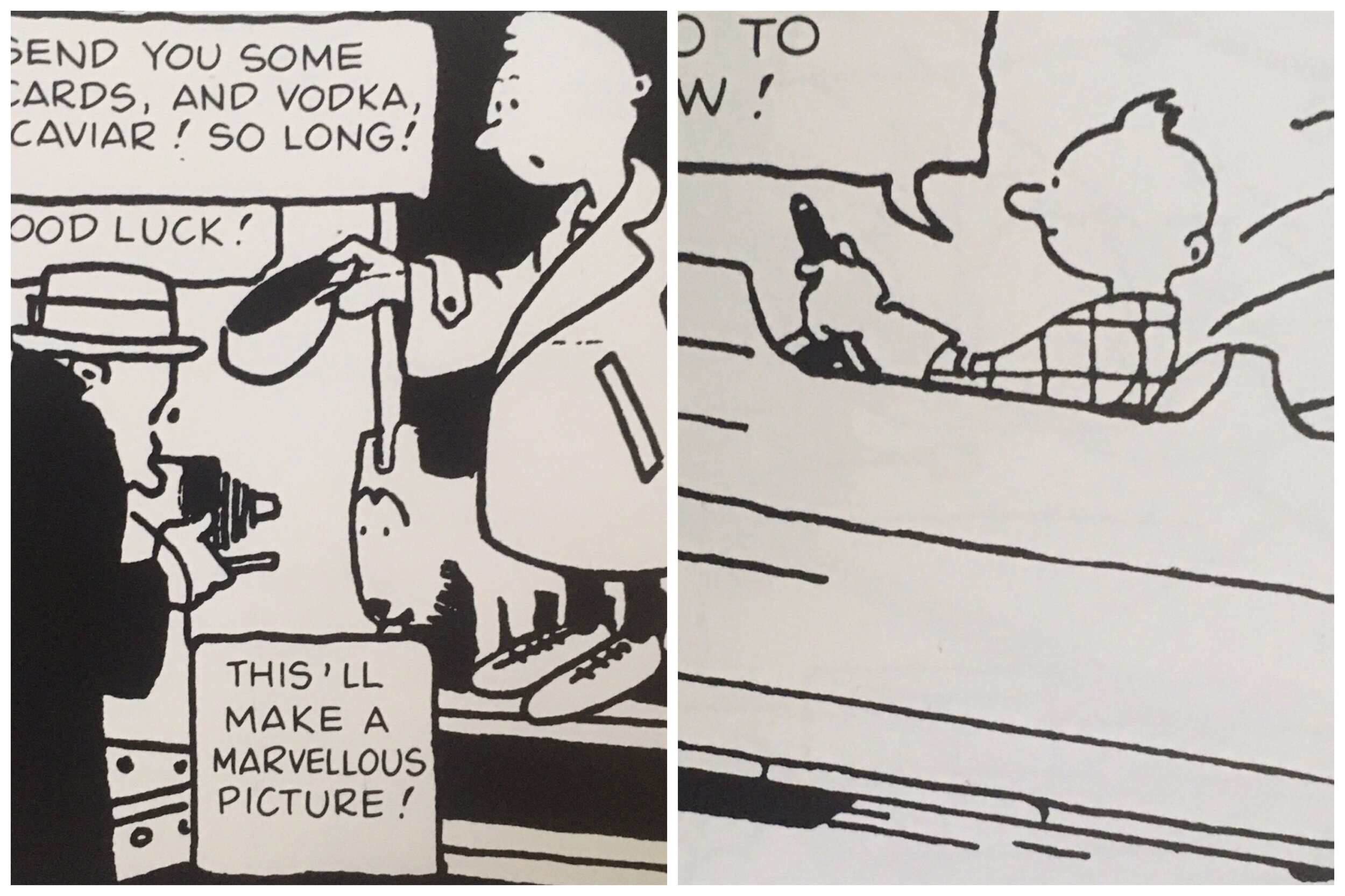  Tintin sets off to Russia with a flat hairstyle (left). Page 11, panel 3 ( right) shows the precise moment he acquires his iconic quiff. 