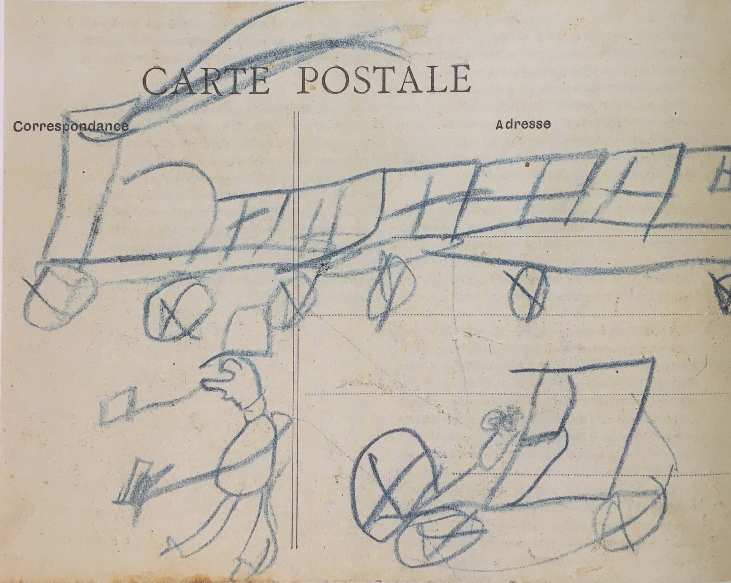  The first-known drawing by the future Herge, circa 1911, when he would be three-four years-old.  Philippe Goddin.  The Art of Herge : Inventor of Tintin 1907/1937.  Editions Moulinsart, 2008 