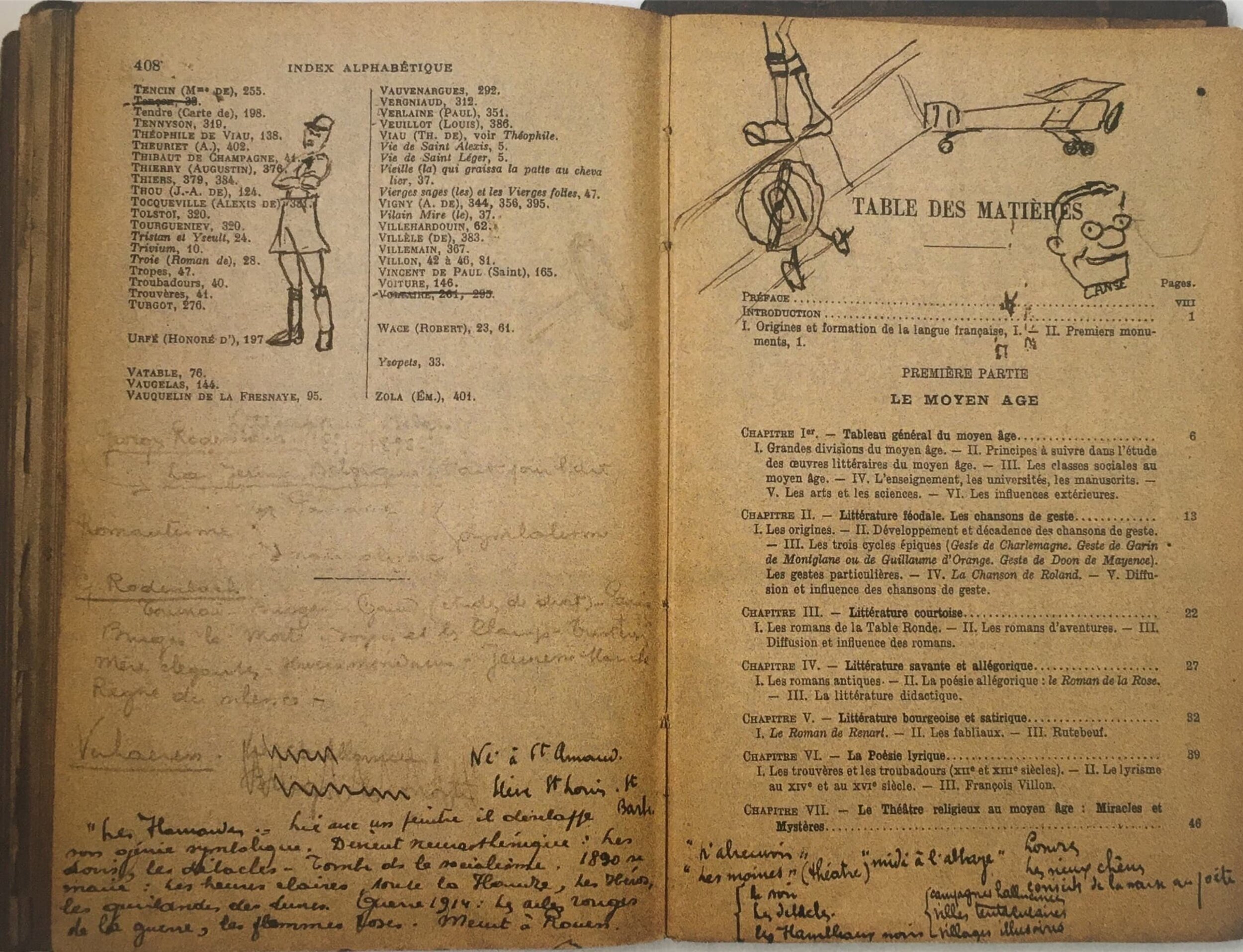  One of Herge’s secondary school textbooks. Note the sketches in the margins and headers.  Philippe Goddin.  The Art of Herge : Inventor of Tintin 1907/1937.  Editions Moulinsart, 2008 