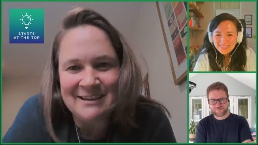 Photo of Sarah O'Connor, Paul Thomas and Zoe Amar recording a podcast remotely
