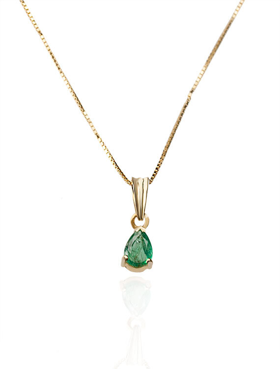 Colombian Emerald Pendant, Pear shape Emerald Necklace, White Gold
