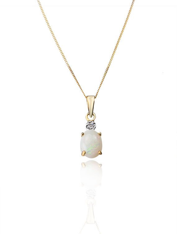 Snake necklace with Rainbow Opal in 14k gold — MAJADE Jewelry