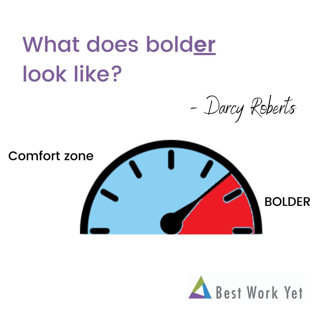 What does &quot;bolder&quot; look like for you? 🤔⠀
⠀
I recently interviewed Darcy Roberts, an executive coach and member of the Best Work Yet team.  See the interview on YouTube - link in bio. ⠀
⠀
Darcy often coaches clients to step outside of their