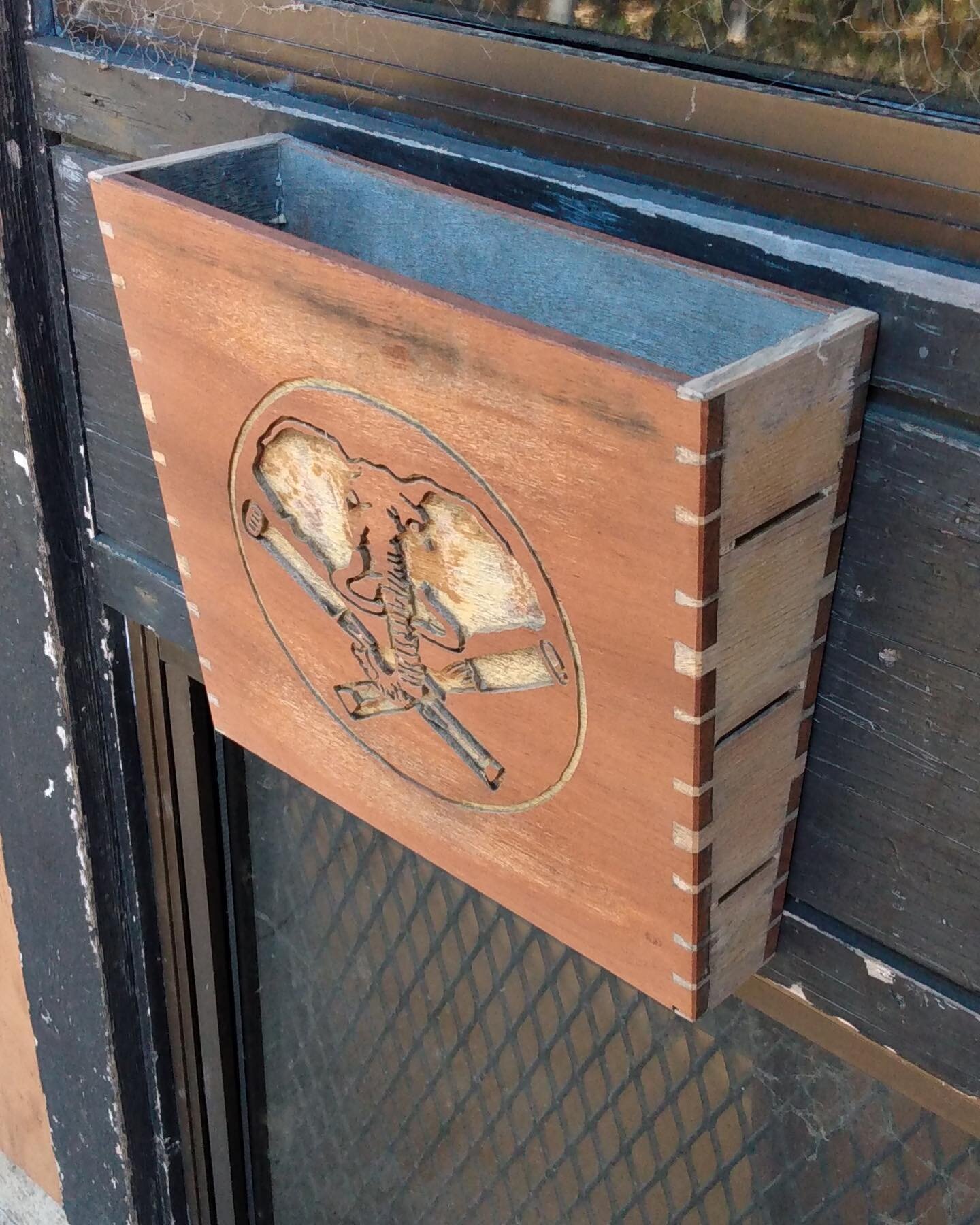 I made this mailbox for @thekrenovschool (College of the Redwoods Fine Woodworking program back then) my first year there in 2011. It&rsquo;s built with mahogany I dragged all the way to California with me from a job I had on a brownstone in NYC, and