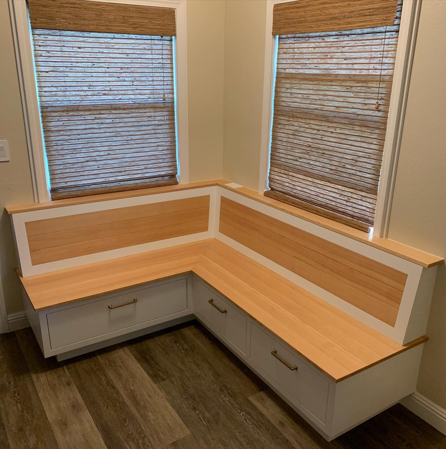 Cozy breakfast nook is complete. One project begets another; now I need a trestle dining table(already working on the design) strange days have given me more space to work on my own home. It&rsquo;s keeping my hands and mind busy, which is always a g