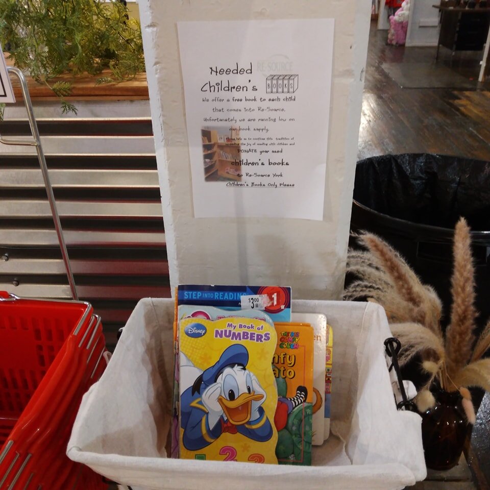 Please join us in helping @resourceyork spread the joy of reading with the children of our community. When you come in to shop, drop off a book in our bin. 

#yorkpa