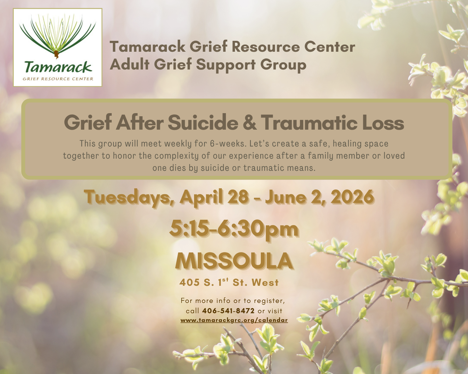 Grief After Suicide and Traumatic Loss Adult Support Group - MISSOULA 