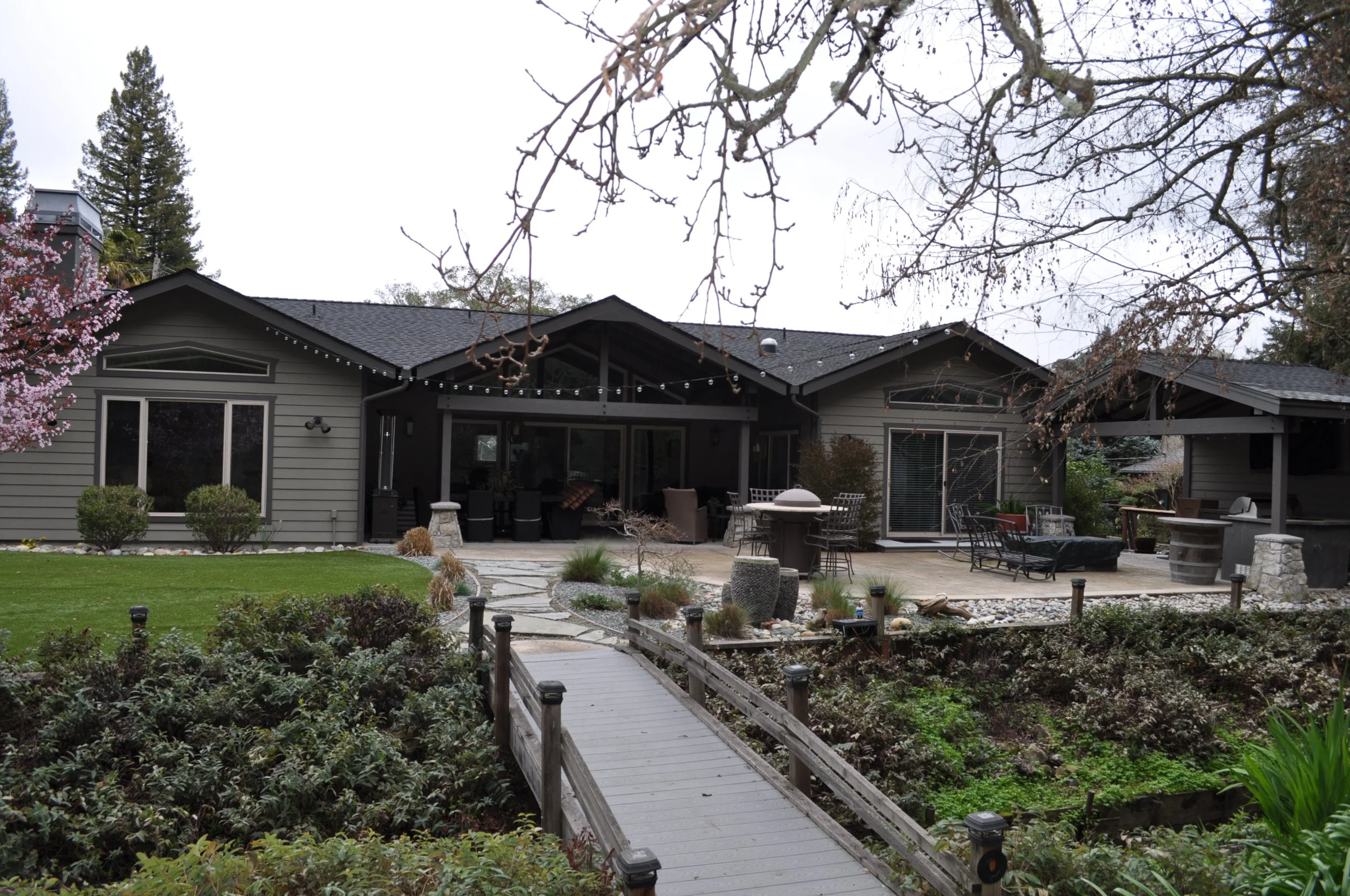 House remodel in Lafayette (roofline change from a flat roof "box"): back facade