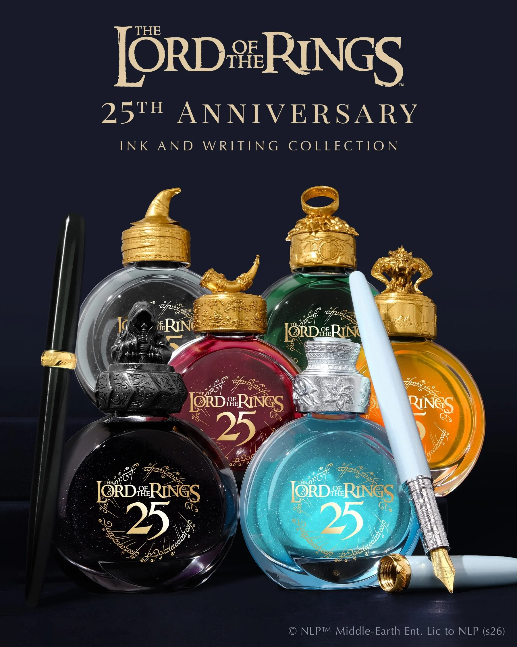 Today is the official launch of the LOTR Collection! 🧙&zwj;♂️🎊

There are six different inks in the collection:

🩵 Galadriel + matching pen
🖤 Nazg&ucirc;l + matching pen
🧡 Balrog
🩶Gandalf the Grey
💚 Frodo Baggins
❤️ Boromir

There&rsquo;s also