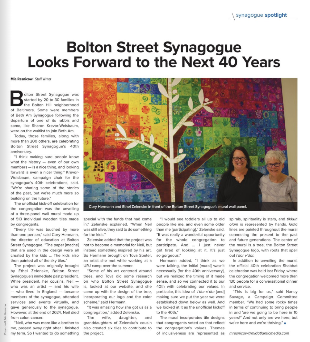 Bolton Street Synagogue Looks Forward to the Next 40 Years