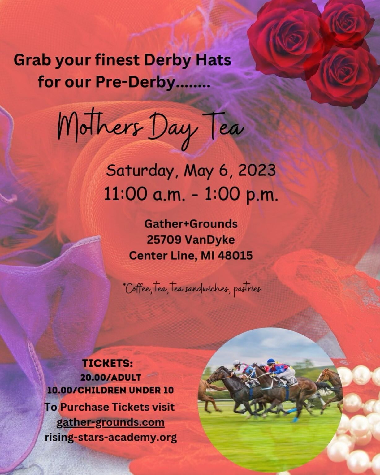 Please join us on Mother&rsquo;s Day at @gather_grounds for a special Mother&rsquo;s Day tea. Don&rsquo;t forget your derby hats!