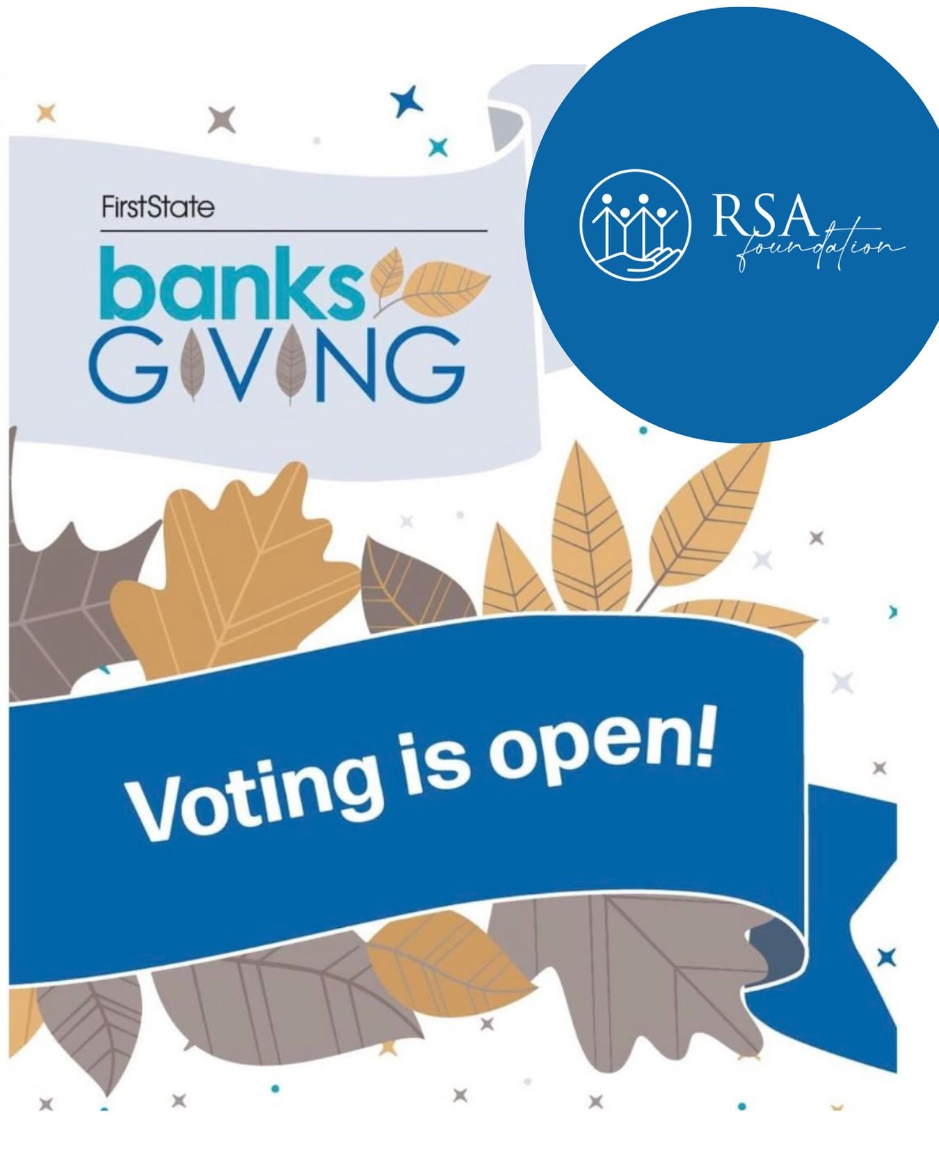 Vote for RSA Foundation! 🌟 

We&rsquo;re thrilled to be part of First State Bank - Michigan&rsquo;s Banksgiving! 🎉 

RSA Foundation is a finalist in the Human Supportive Services category, and we&rsquo;d love your support. Every vote helps RSA Foun