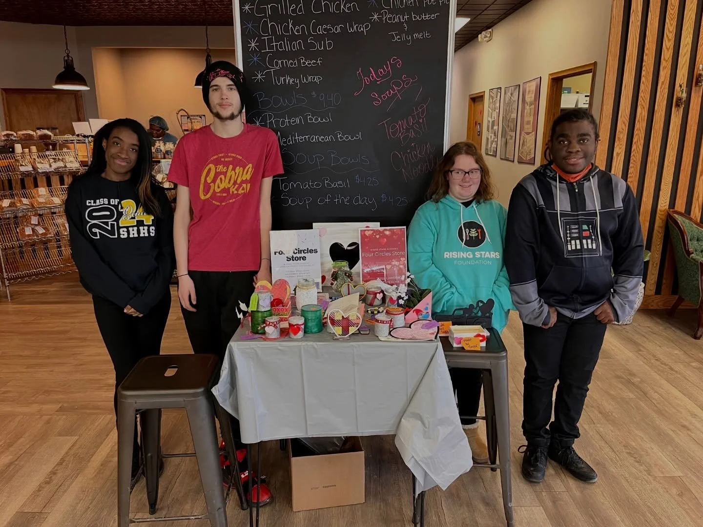 💖 Thank you to everyone who came out to support our Valentine&rsquo;s Day pop-up at Gather + Grounds! 💖

Our students held a Valentine&rsquo;s pop-up featuring student-made crafts, cards, and Rising Stars merchandise. 🌹 Customers were greeted with