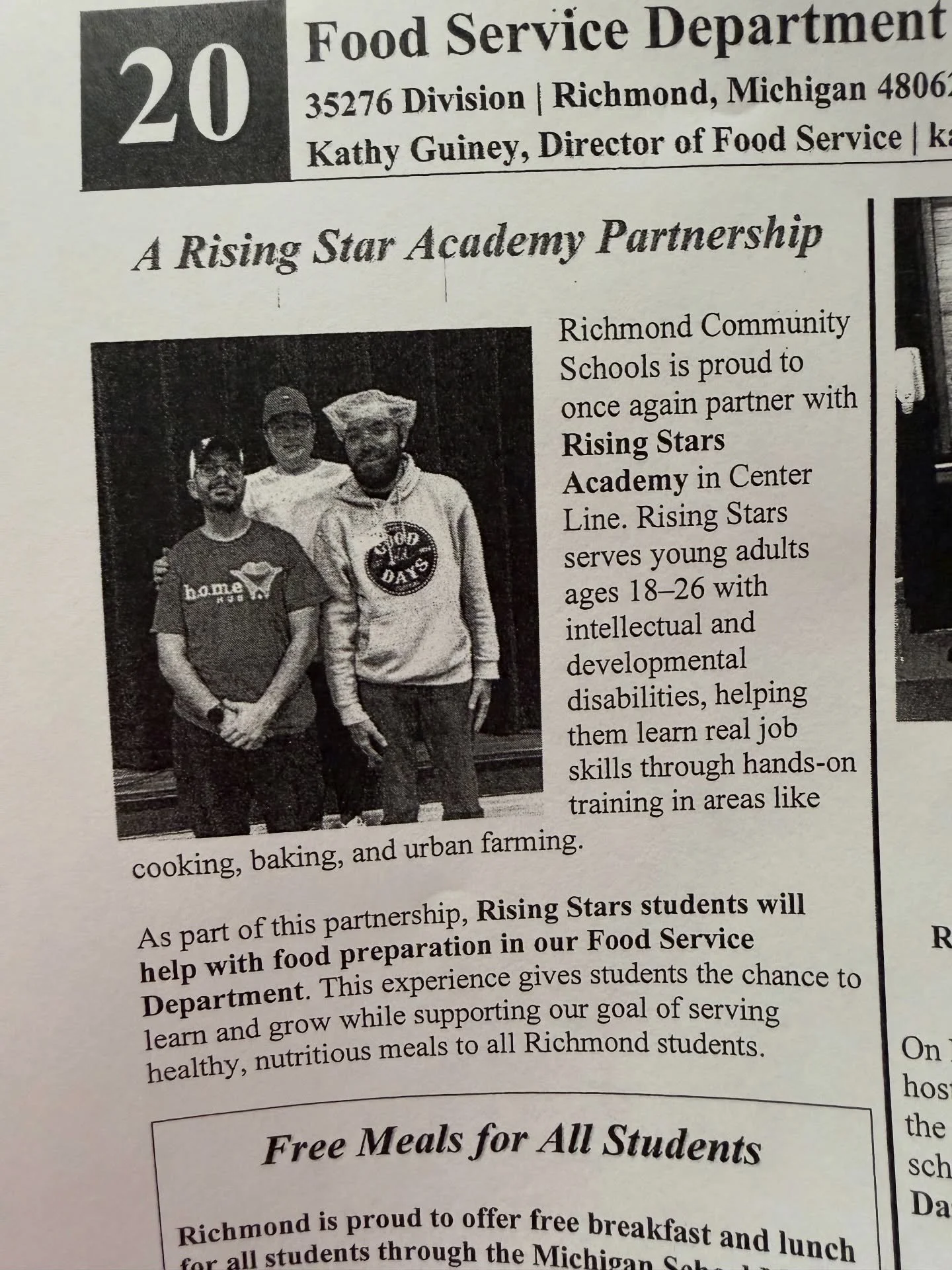 Richmond Community Schools 🤝 Rising Stars Academy

We&rsquo;re proud to partner once again with Richmond Community Schools! Through this collaboration, Rising Stars students will assist with food preparation in the district&rsquo;s Food Service Depa