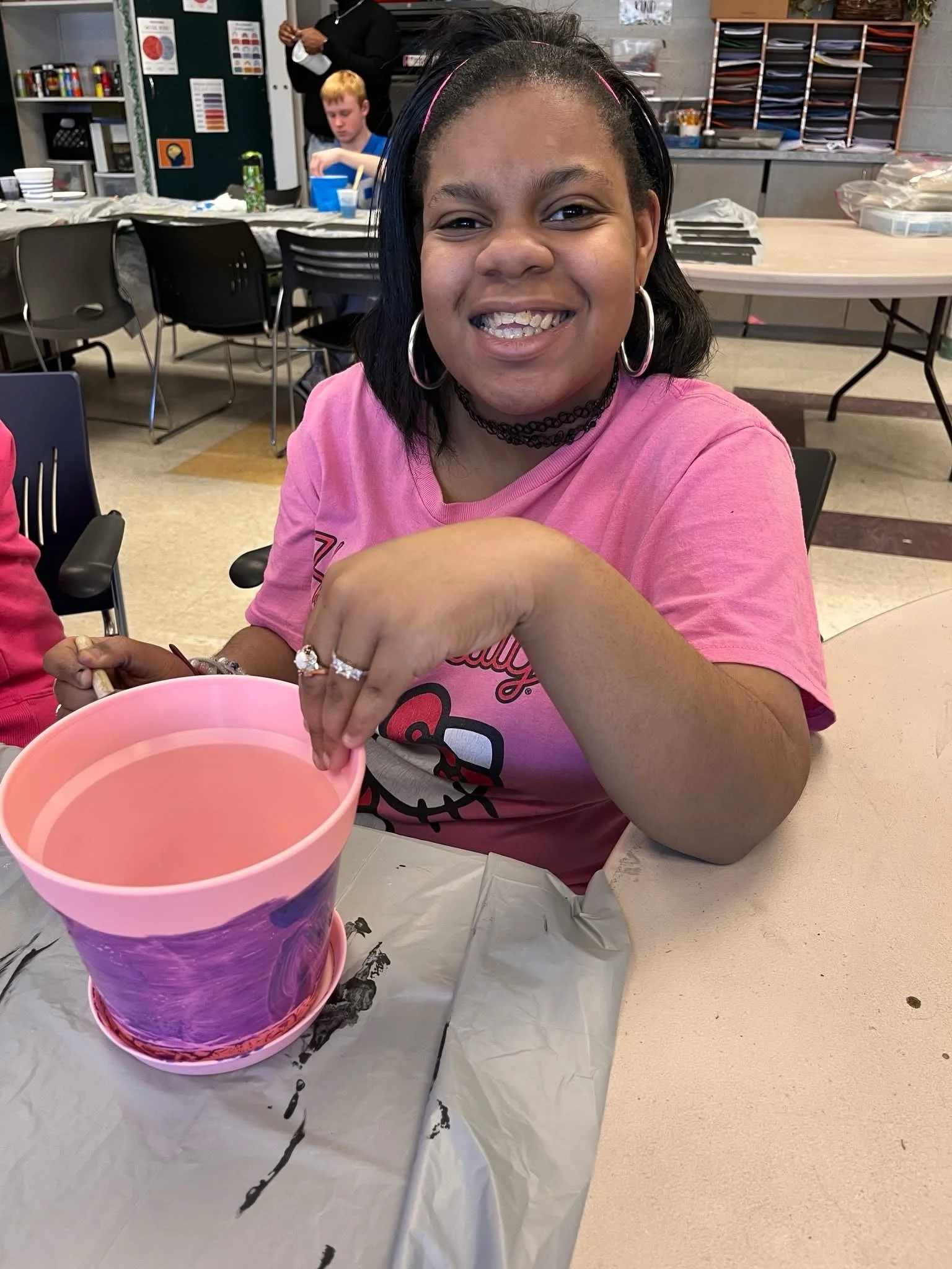 Students working in the school store took some time to add extra color and creativity to flower pots! 🌸🎨

We offer a variety of plants in the school store, now paired with beautifully hand-painted pots created by our students. Stop by to check them