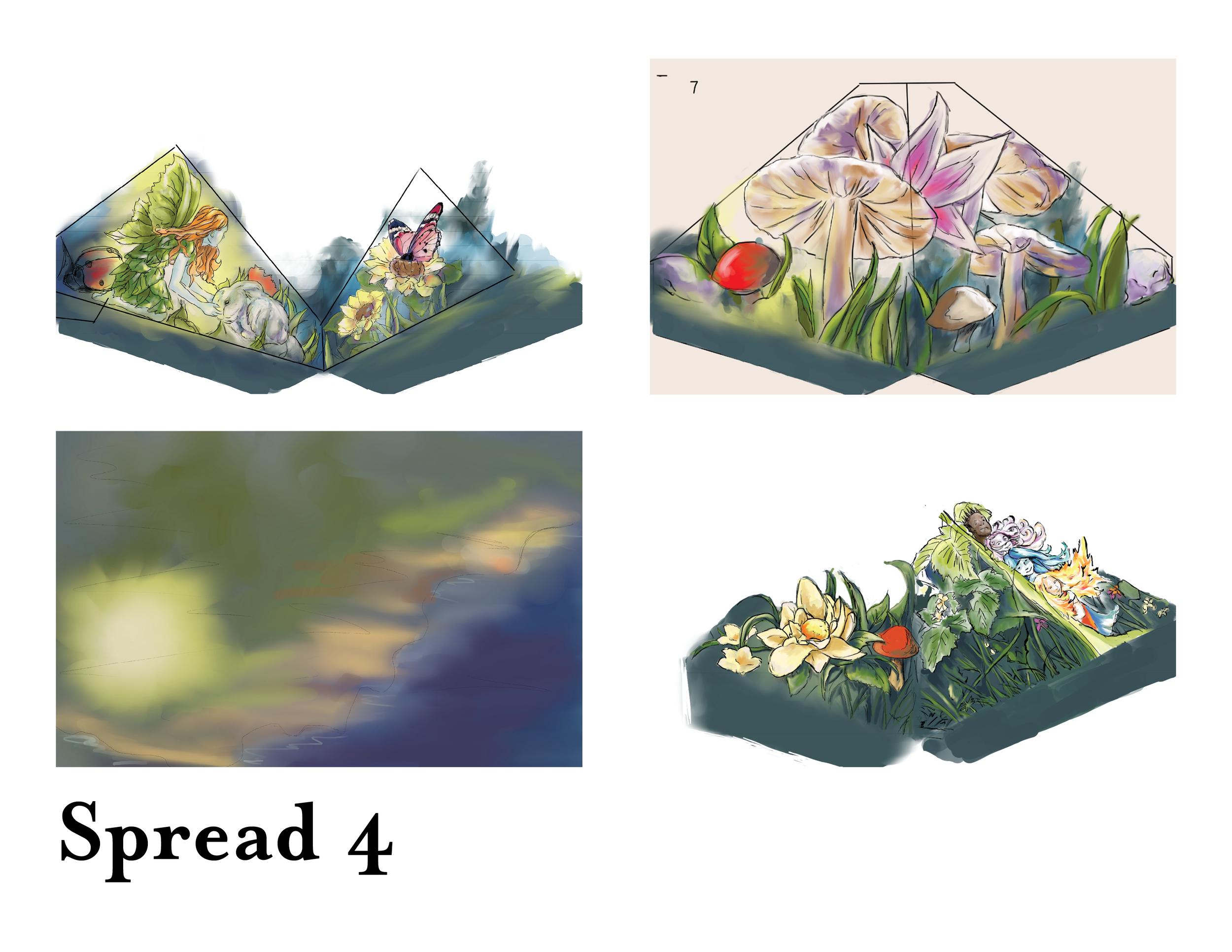 Illustrations for the final spread
