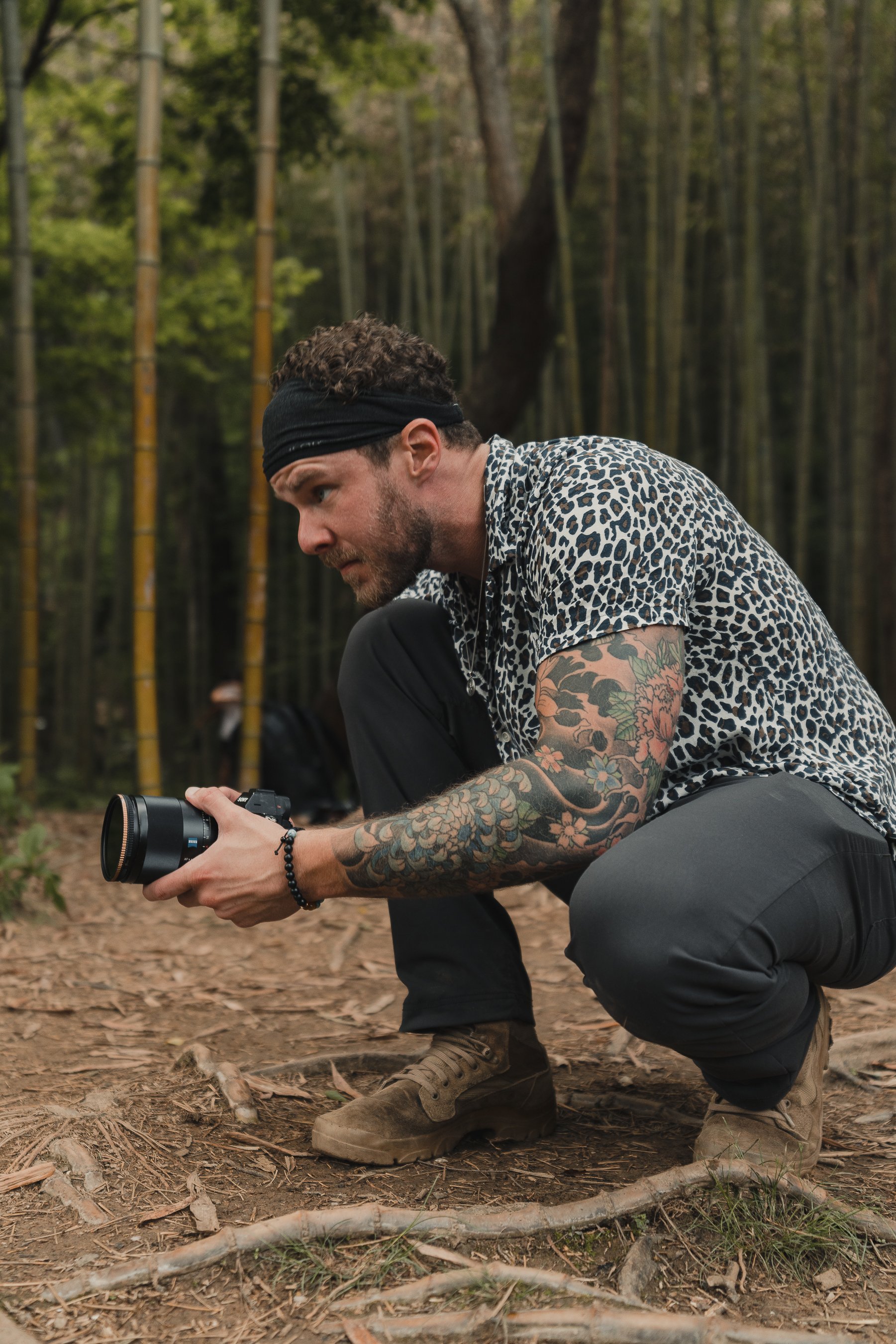 Behind scenes shot of Matt from Murdoc Creative capturing a photo on a brand campaign shoot in Atlanta.