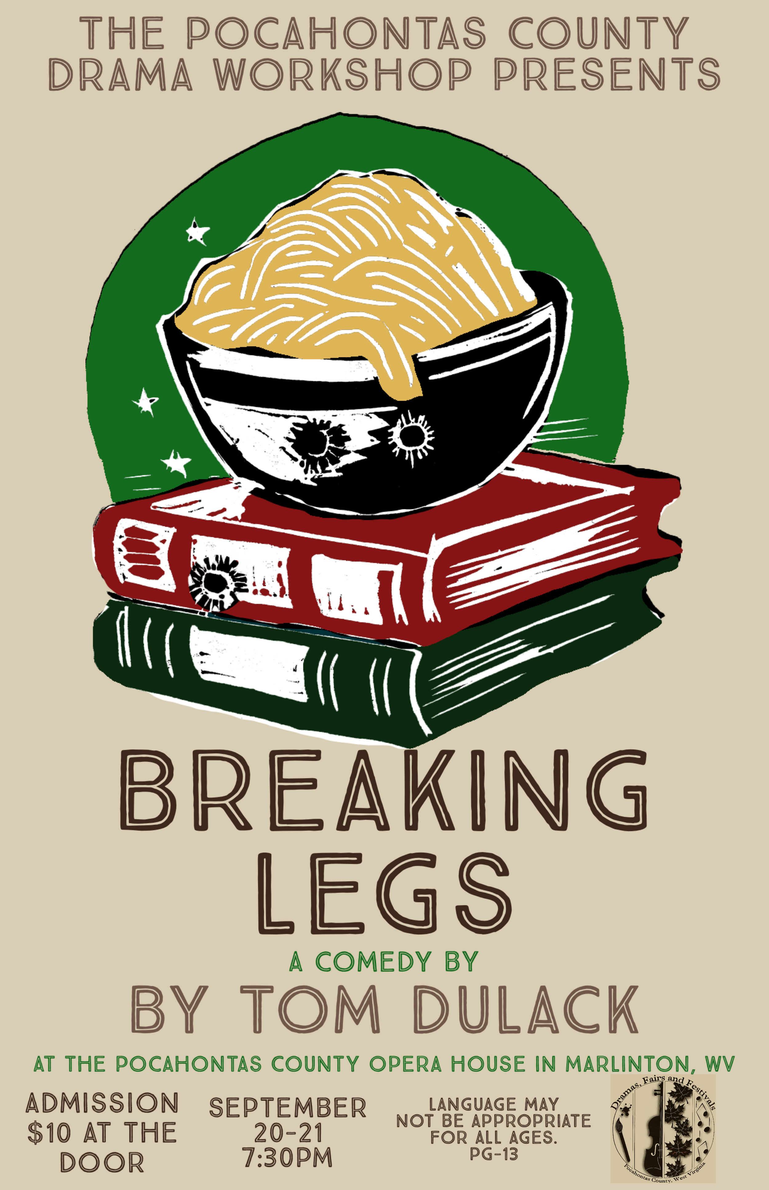 Pocahontas County Drama workshop will present the Tom Dulack comedy Breaking Legs