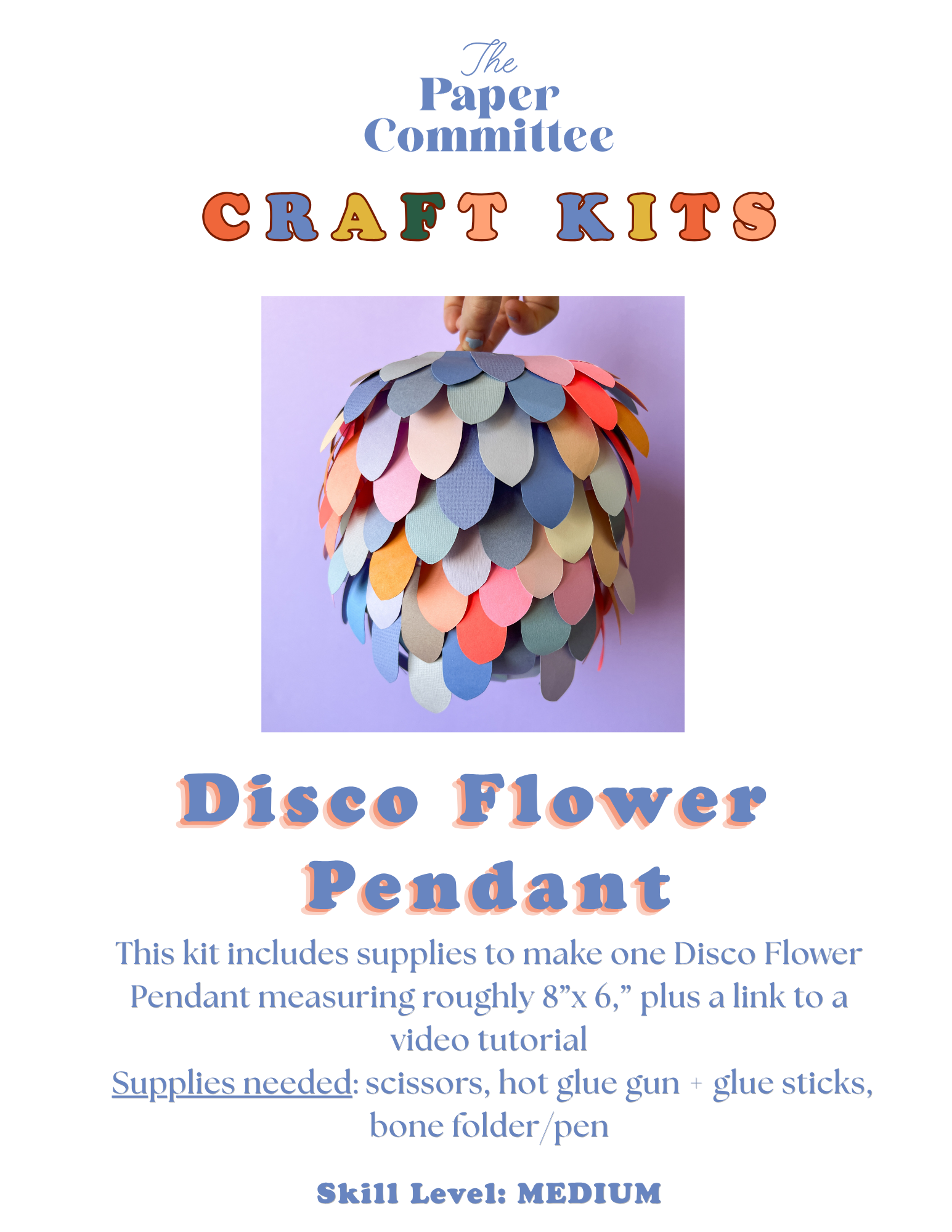 Disco Flower Pendant Craft Kit FREE SHIPPING