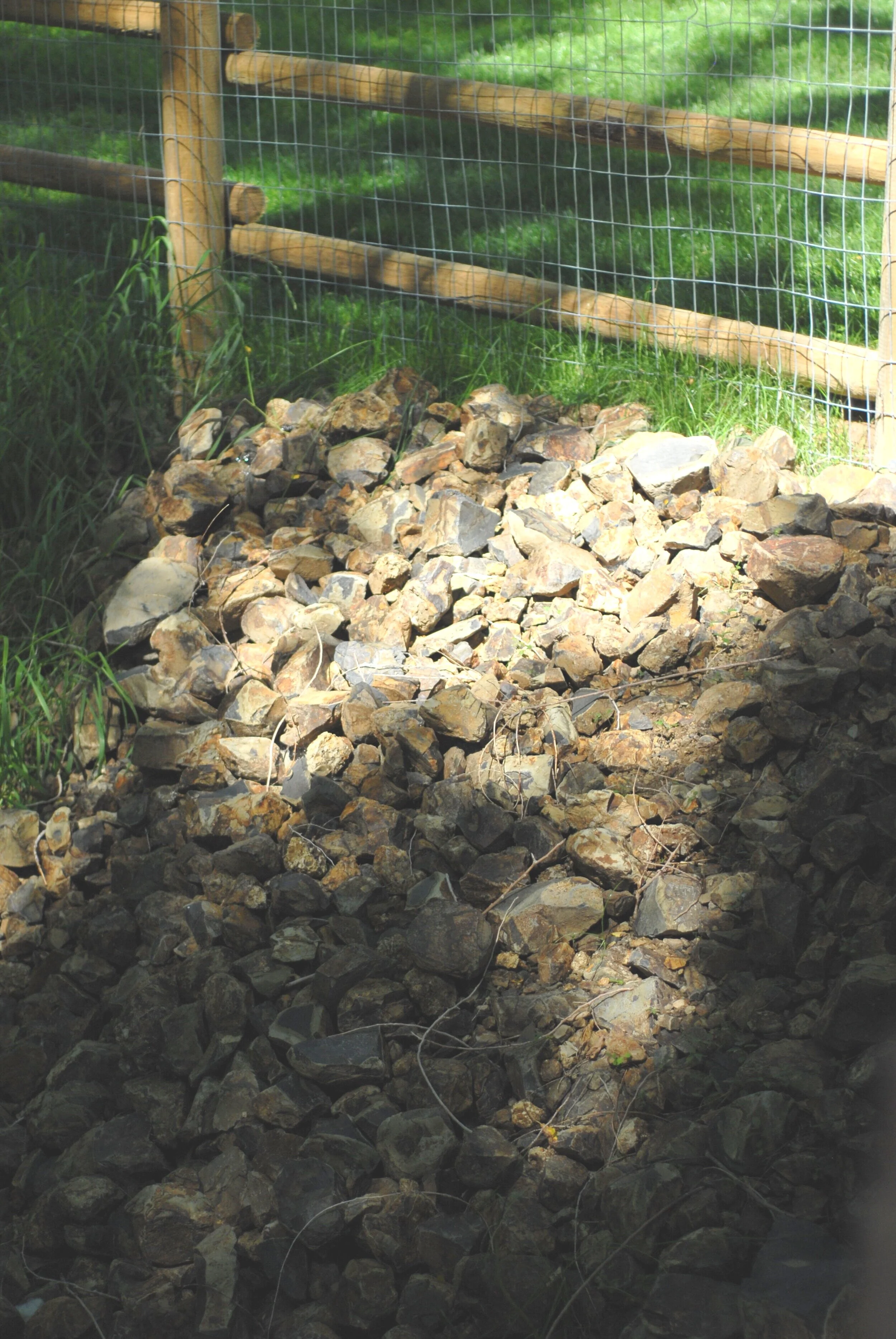 rip rap to anchor the sides of the creek