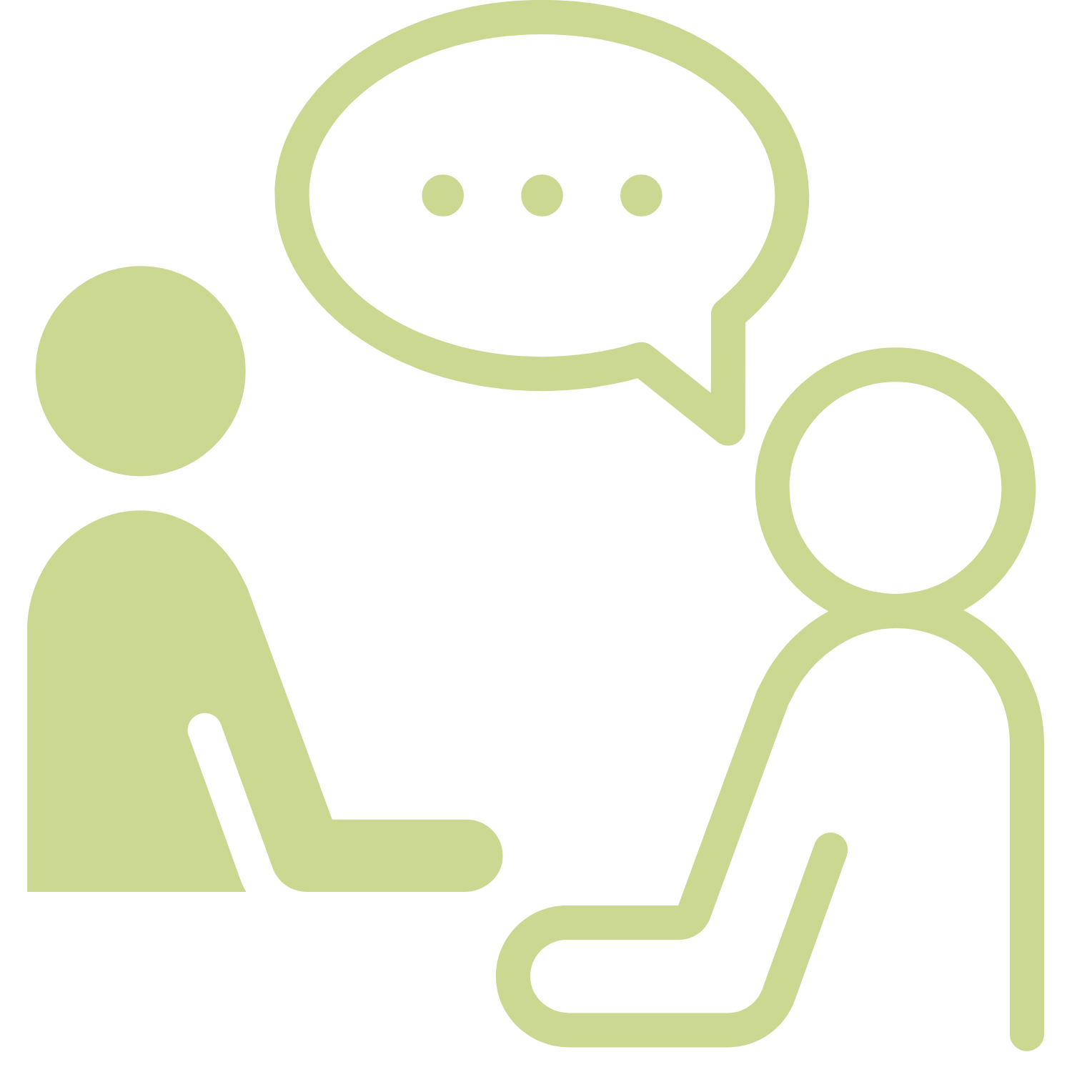 Icon of two people with speech bubbles representing building early language skills.