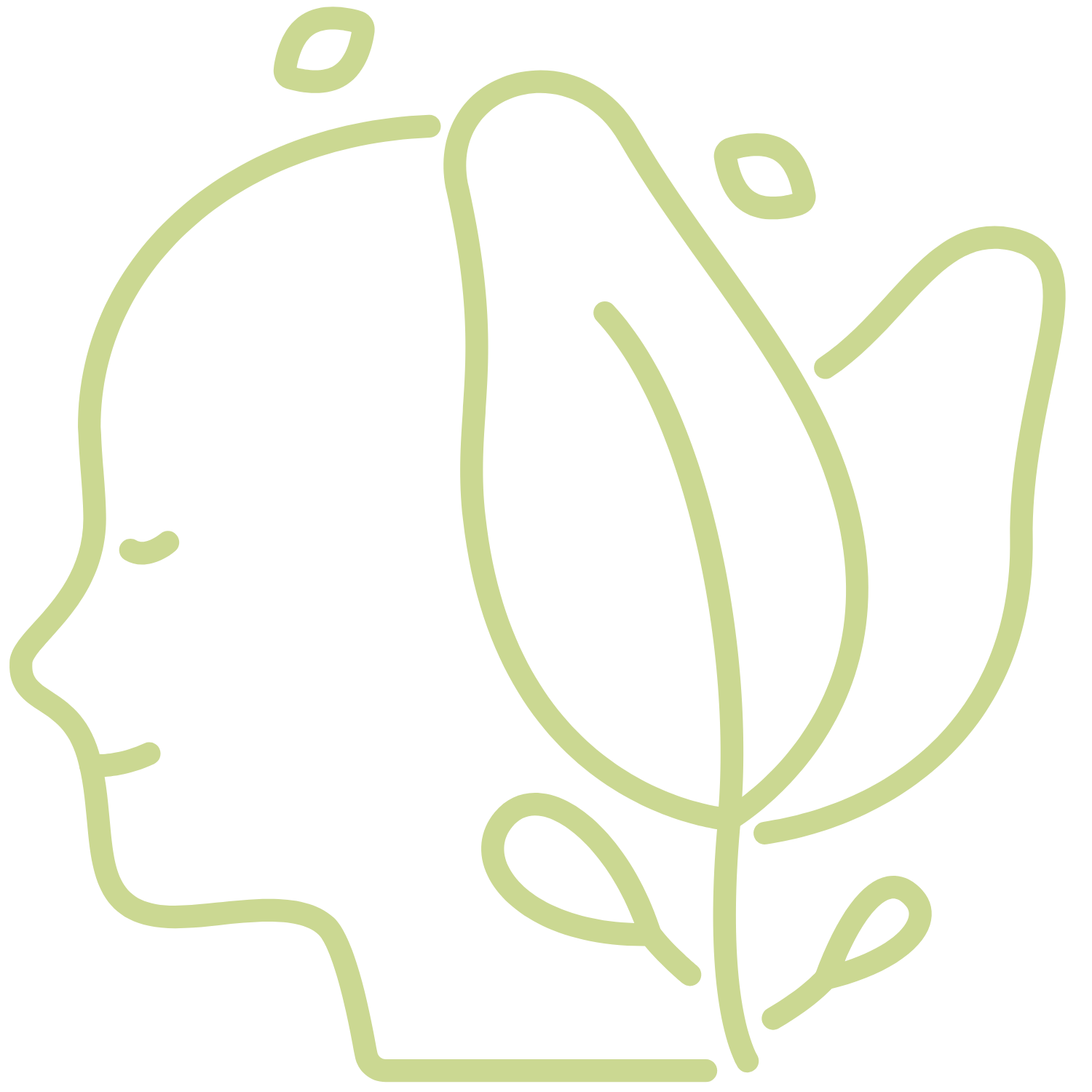 Icon representing a speech language pathologist with floral elements.