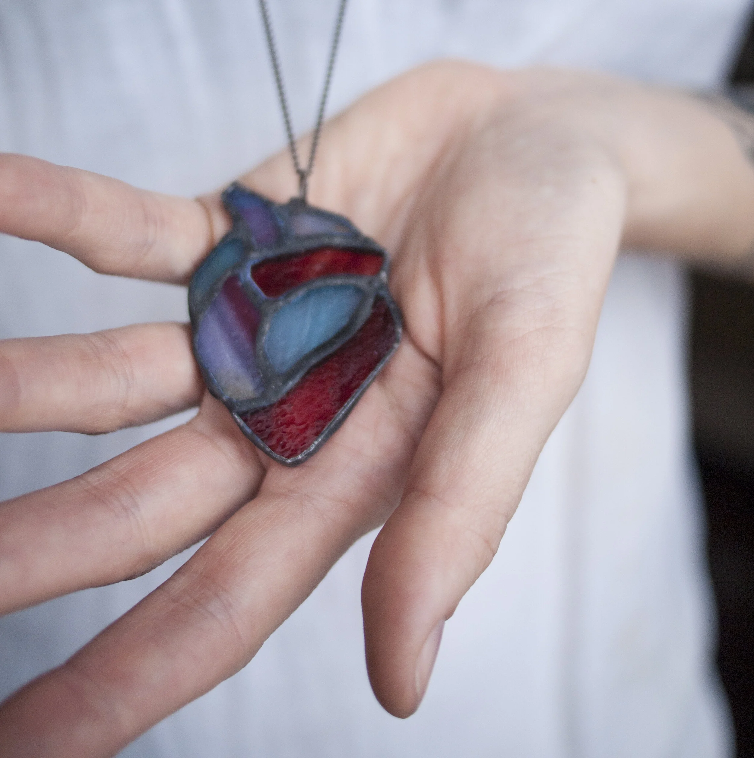 stained glass heart necklace