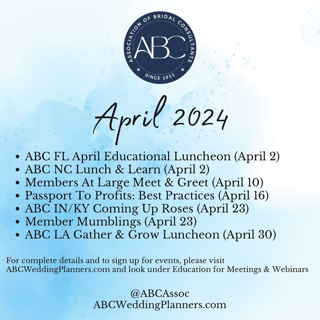 There is still some time left in March, but April is coming up fast and there are a number of ABC events happening to kick off the month!📆

Some of the states that have in-person events scheduled in April include:
📍  ABC Florida (April 2)
📍  ABC N