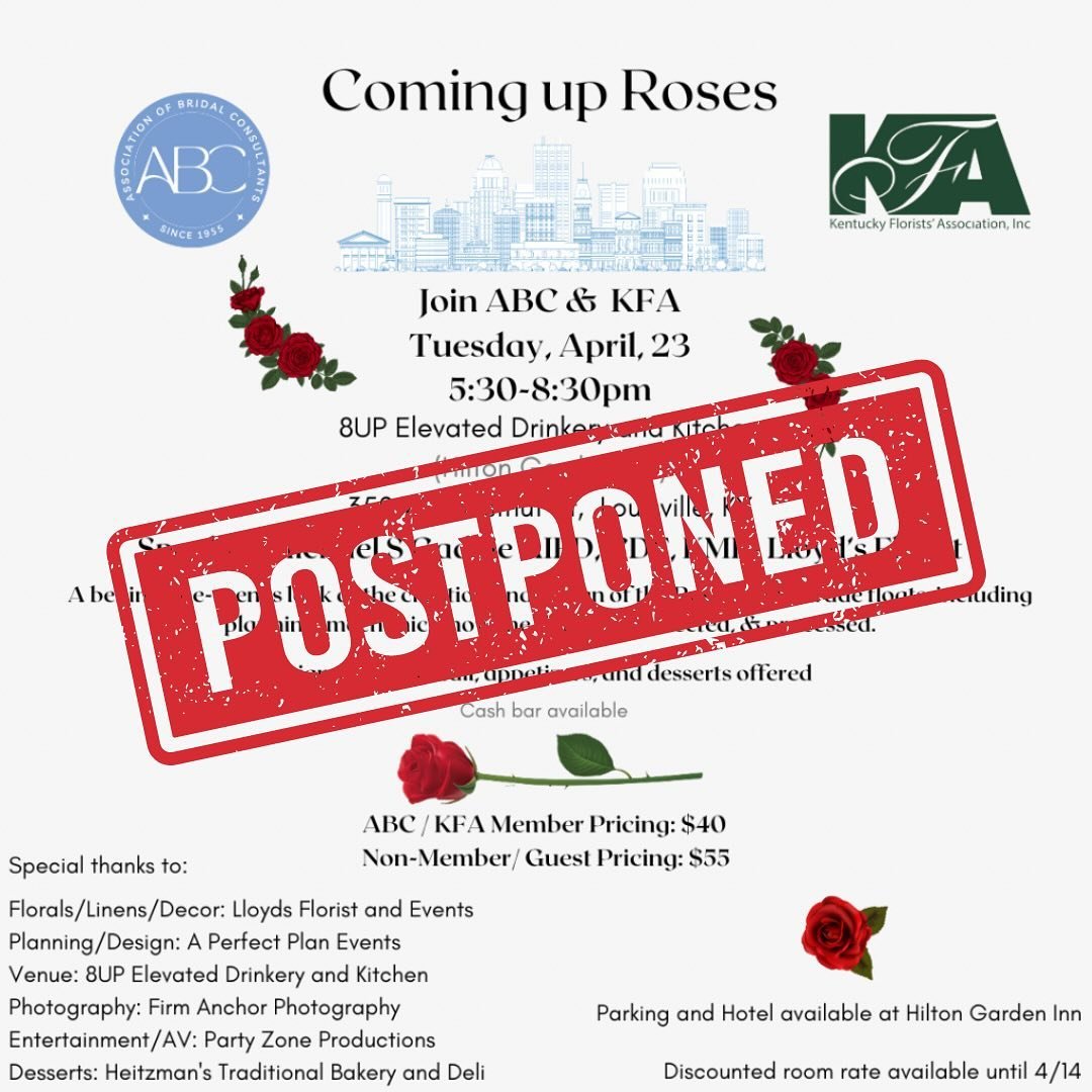 Our apologies, but ABC Indiana/Kentucky had had to postpone their &ldquo;Coming Up Roses&rdquo; event planned for April 23rd due to unforeseen circumstances.

The event will be rescheduled and more information will be shared once all of the details h