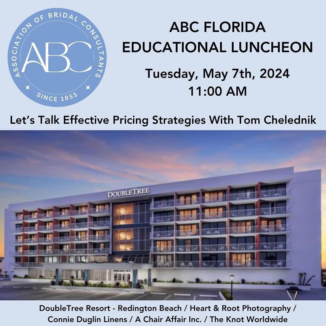ABC-Florida May 7th, 2024 Educational Luncheon
Welcome to the ABC- Florida May Educational  Luncheon at DoubleTree Redington Beach!

Join us on Tue May 07 2024 at 11:00 AM for a dynamic event on Effective Pricing Strategies.

Learn from industry expe