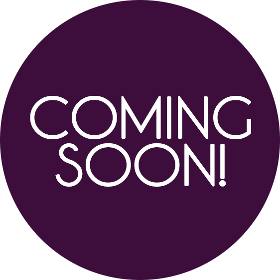 Text that says 'Coming Soon!' on a purple background.