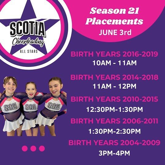 Join our PURPLE family💜 Our 2023-24 season is approaching and we want you to be part of it!
Cheerleading is a FANTASTIC sport that builds confidence, teamwork, and dedication while making friendships and memories that last a life time!♾️

To registe