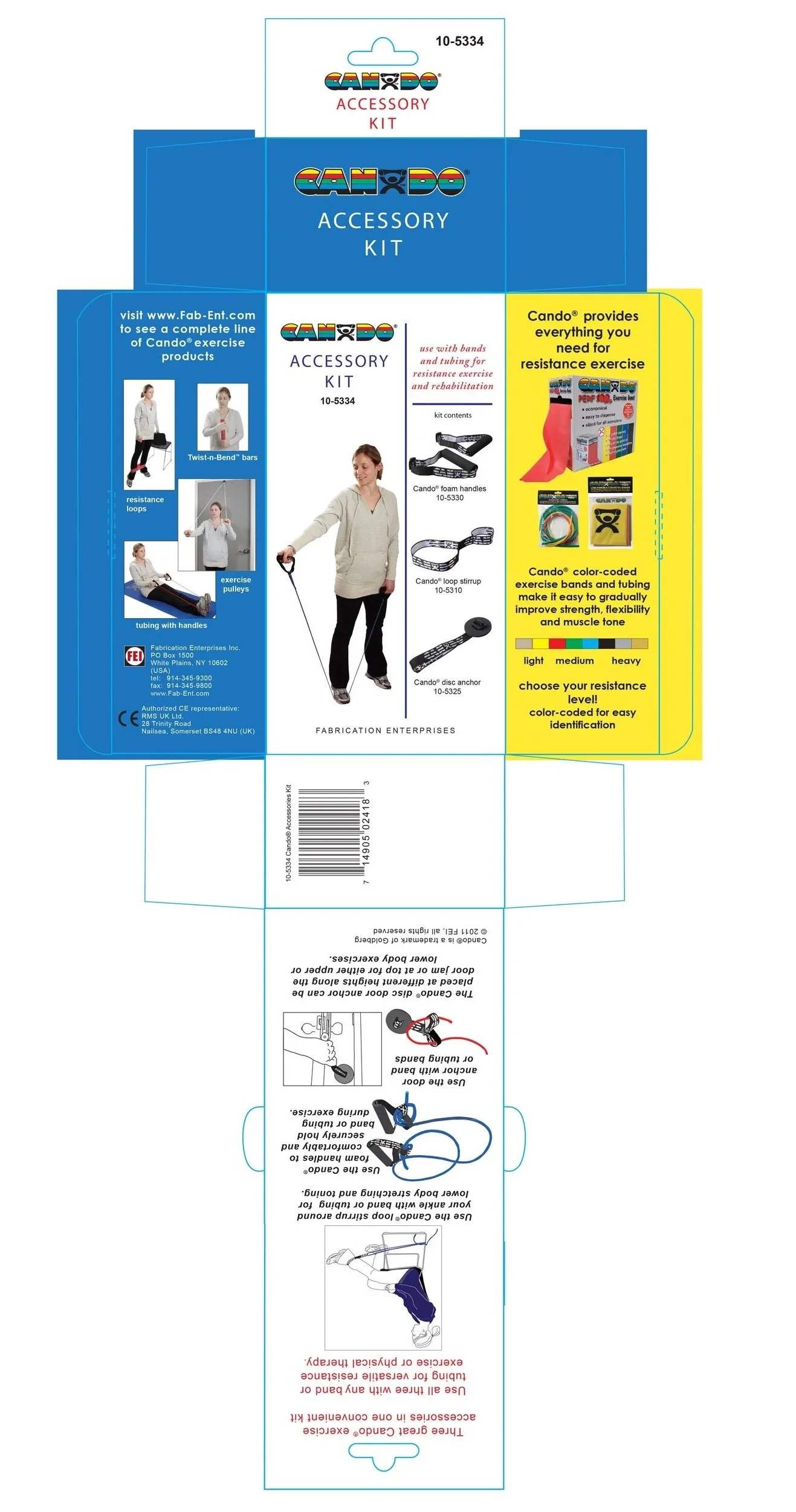 Die line of box for an exercise kit (Fabrication Enterprises Inc.)