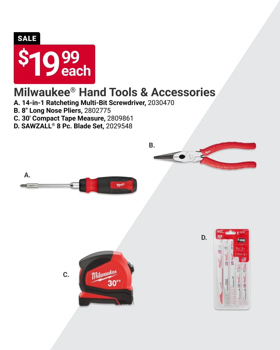 Crank out home projects in no time with our great selection of Milwaukee&reg; hand tools and accessories, on sale for $19.99 each. Offer valid through 10/31. Learn more at https://www.acehardware.com/local-ad?store=10684 #MyLocalAce #MaineHardware #A