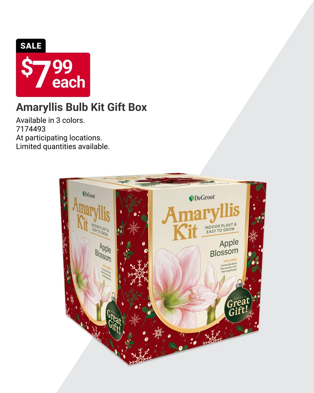 For your loved one who enjoys spring blooms, this amaryllis bulb kit allows them to get that same vibrance at home with an indoor plant. Get it on sale for $7.99. Offer valid through 12/1. Learn more at https://www.acehardware.com/local-ad?store=1068