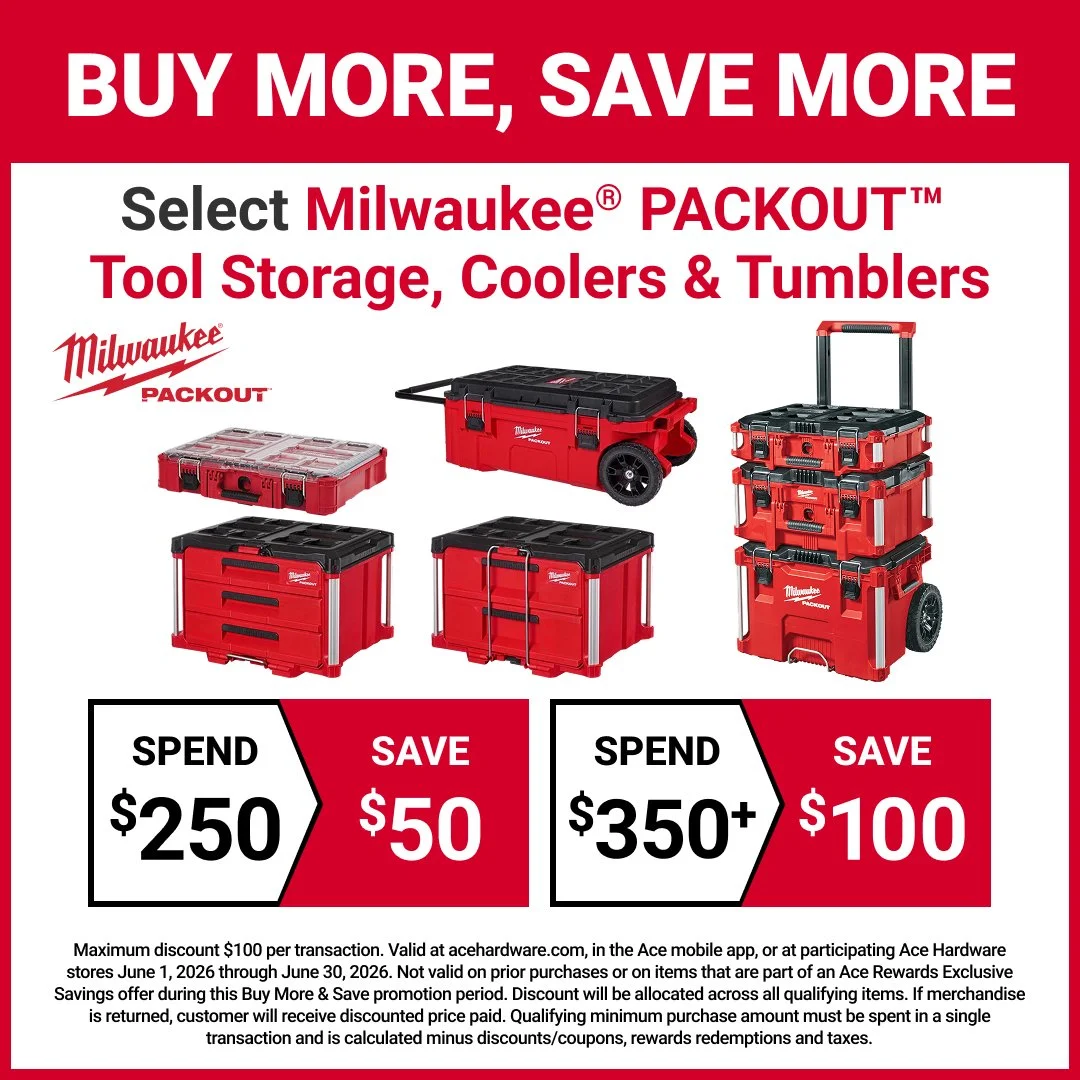 Save more when you gear up with Milwaukee&reg; PACKOUT&trade; tool storage, coolers, and tumblers&mdash;durable, stackable solutions built to keep your tools organized and ready for every job. #MyLocalAce #MaineHardware #AceHardware
