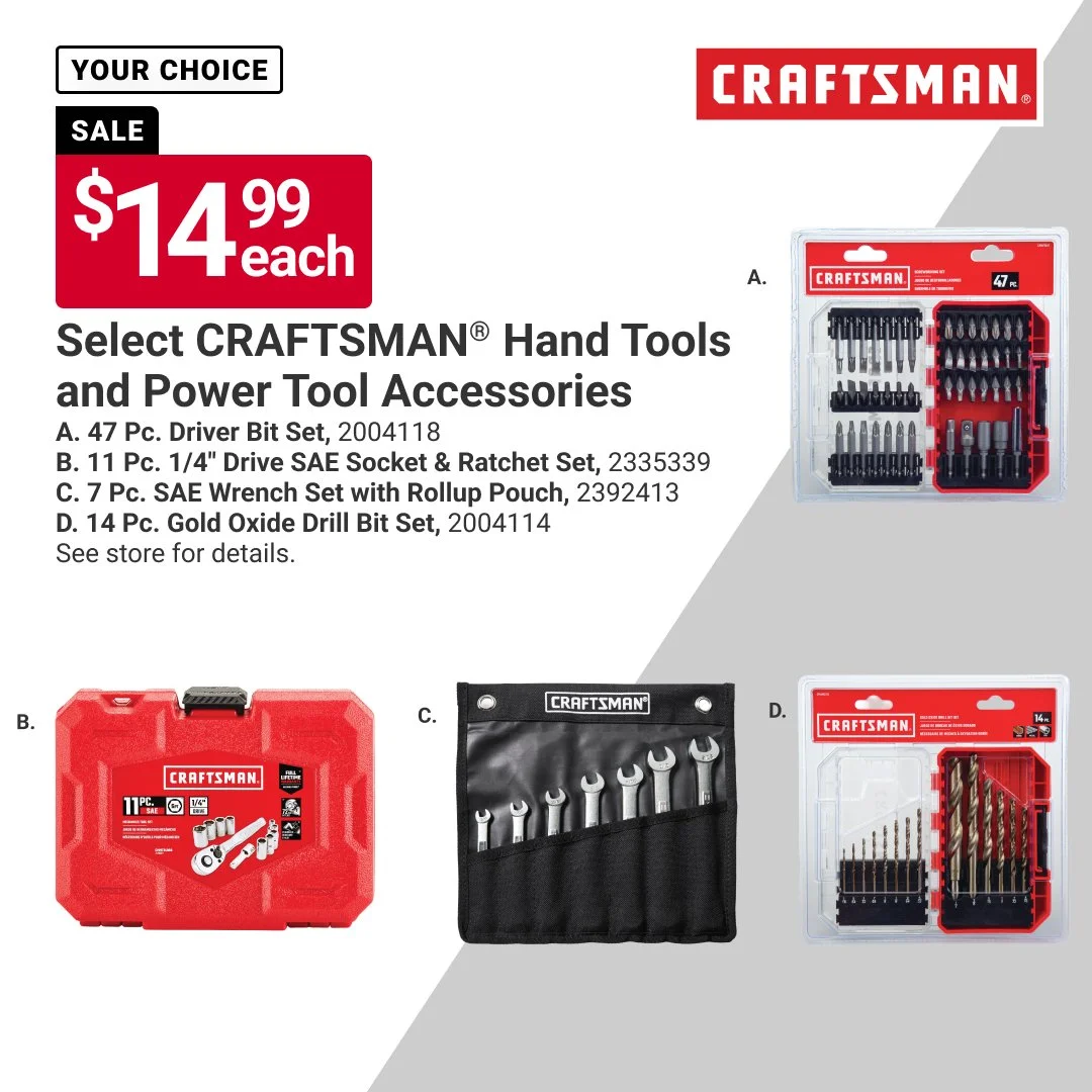 Tackle projects around the house with select CRAFTSMAN&reg; hand tools and power tool accessories. 🛠️ Delivering the reliability and performance you need for repairs, maintenance, and DIY projects. Sale valid through 9/30/26. #MaineHardware #AceHard