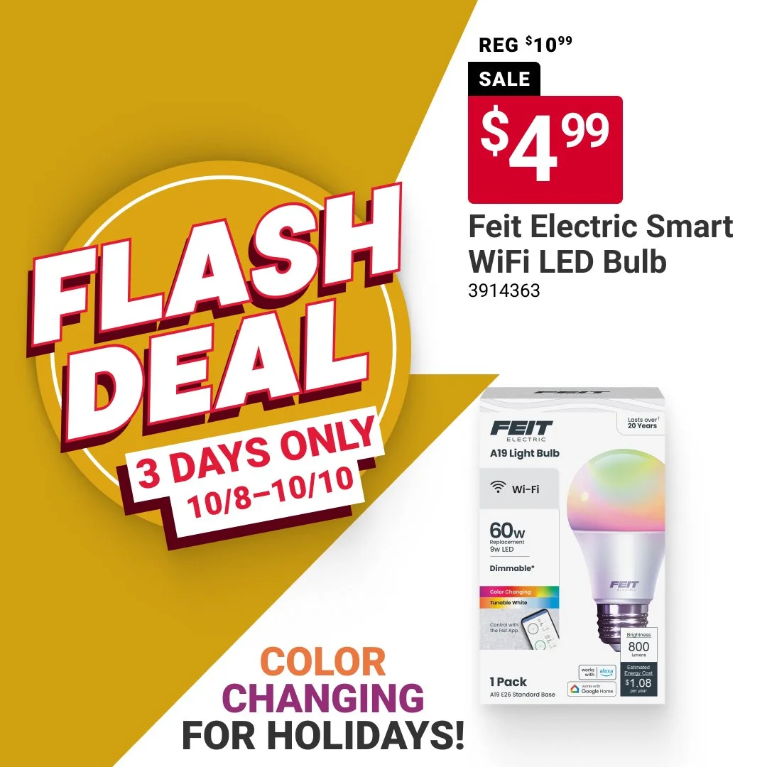 Create the perfect atmosphere for every occasion with the Feit Electric&reg; Smart WiFi LED Bulb. 💡 Delivering customizable colors and smart controls right from your phone or voice assistant. #MyLocalAce #MaineHardware #AceHardware