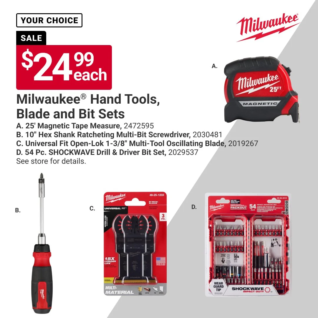 Stock your toolbox with Milwaukee&reg; hand tools, blade sets, and bit sets. ⚡ Built to help you drill, fasten, cut, and measure with confidence. Offer valid through 10/31/26. #MaineHardware #AceHardware #MyLocalAce