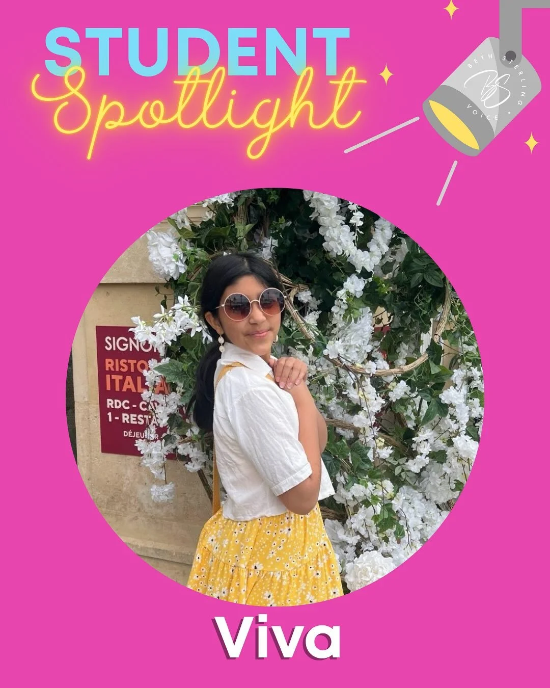 🌟 Student Spotlight! 🌟
Say hello to Viva! Viva is 12 and a rising 7th grader who has been studying voice for 5 years. She loves singing and works hard every week to grow her voice! The video above is from NATS Boston 2024, where she won first place