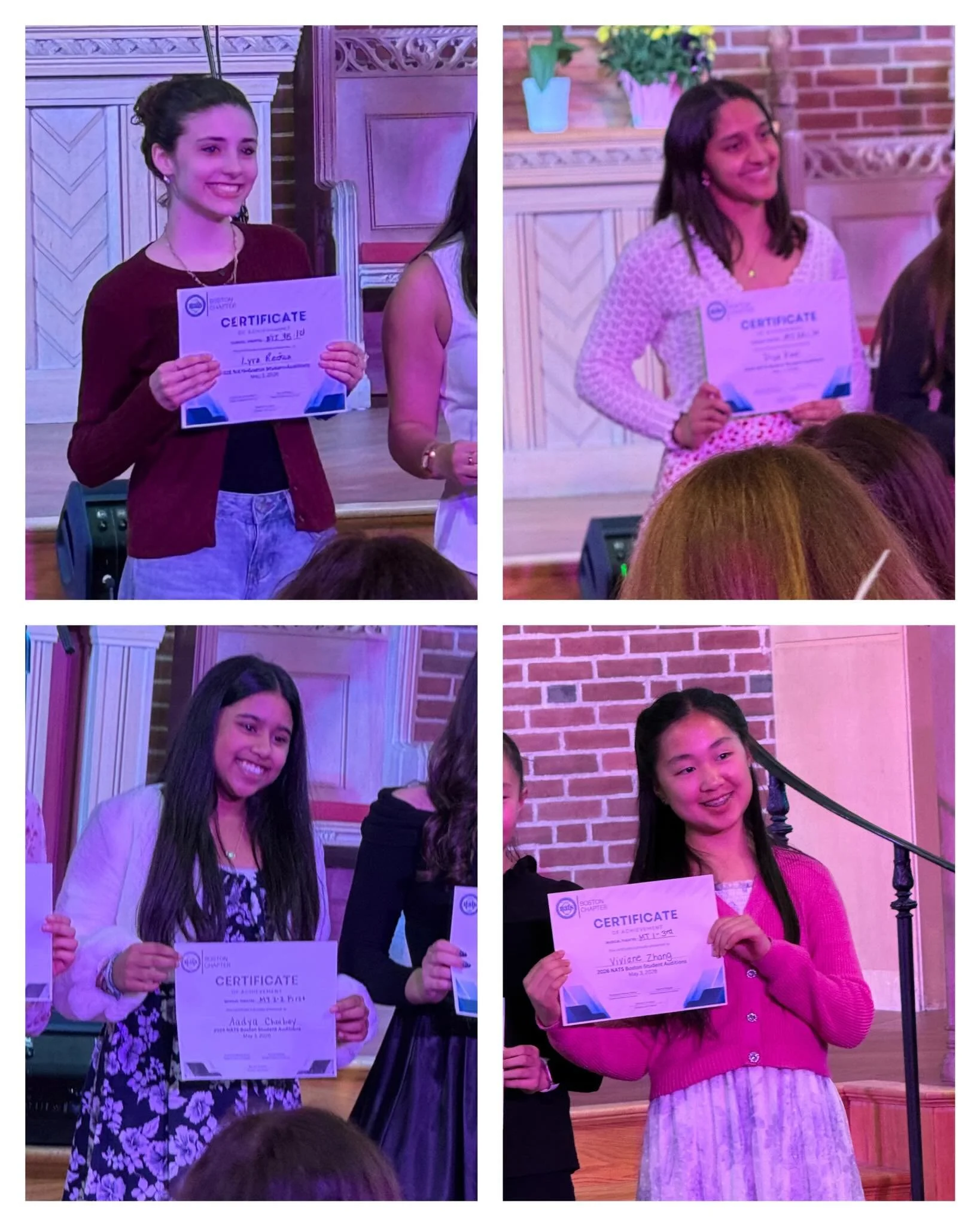 Big congrats to our NATS Boston 2026 Musical Theatre winners!!! ✨ 🎉 What a fun day of singing.

Lyra Rechea &mdash; 1st place, upper high school treble
Diya Koul &mdash; 1st place, lower high school treble
Aadya Choubey &mdash; 1st place, upper yout