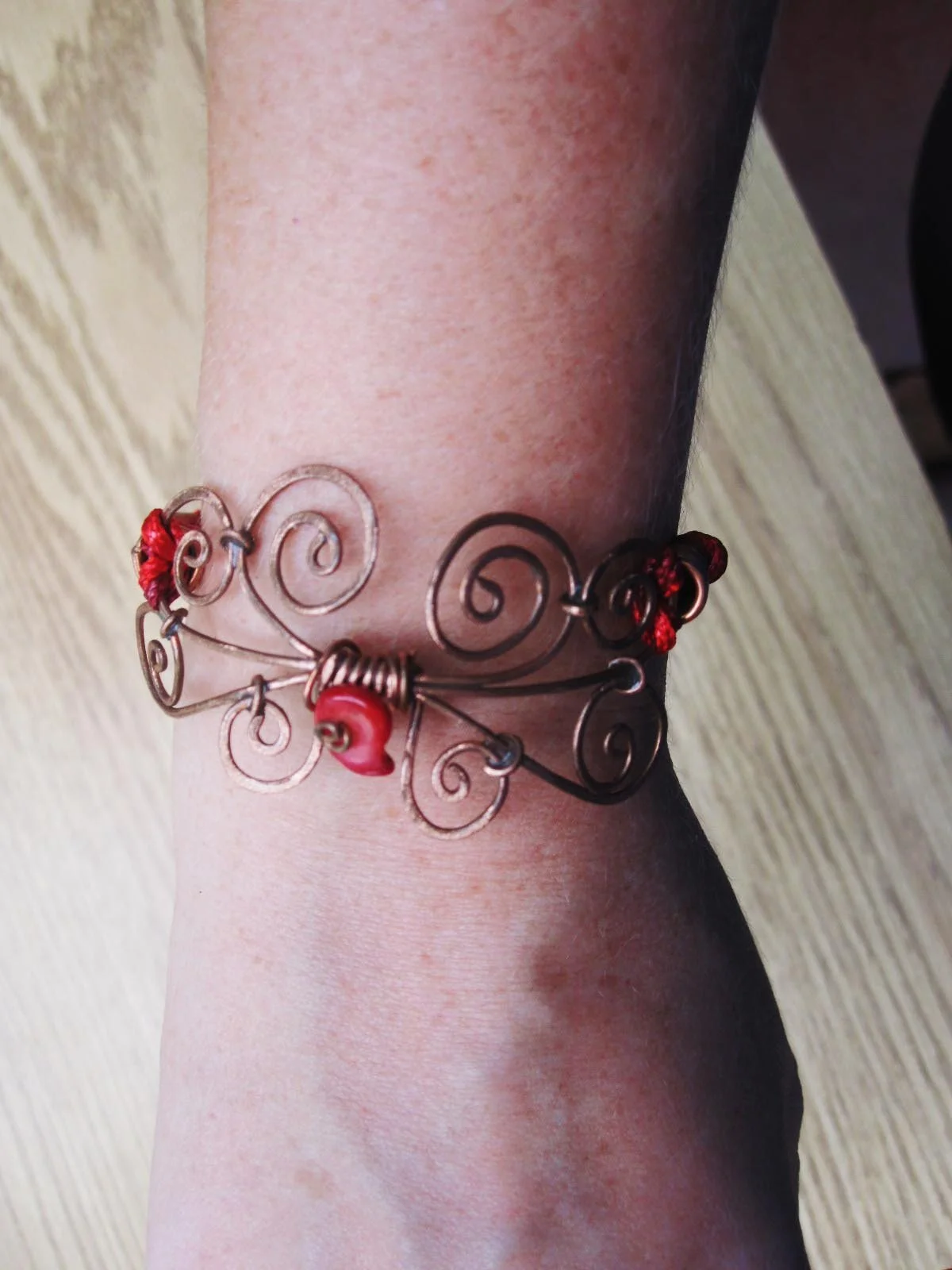 Copper bracelet with stones, crystal