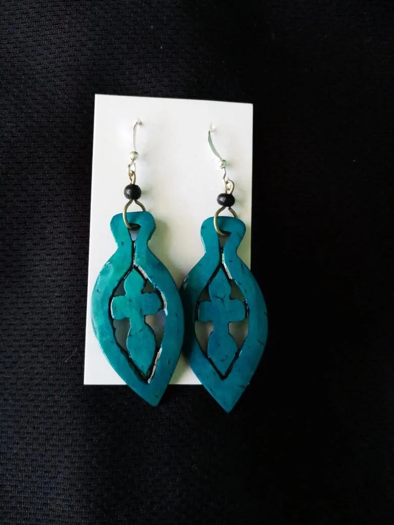 Decorated tears cross earrings