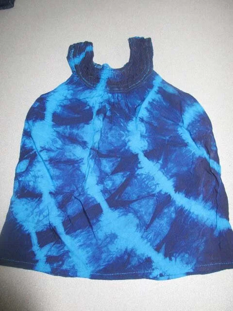 Indigo shirt, deep U neck